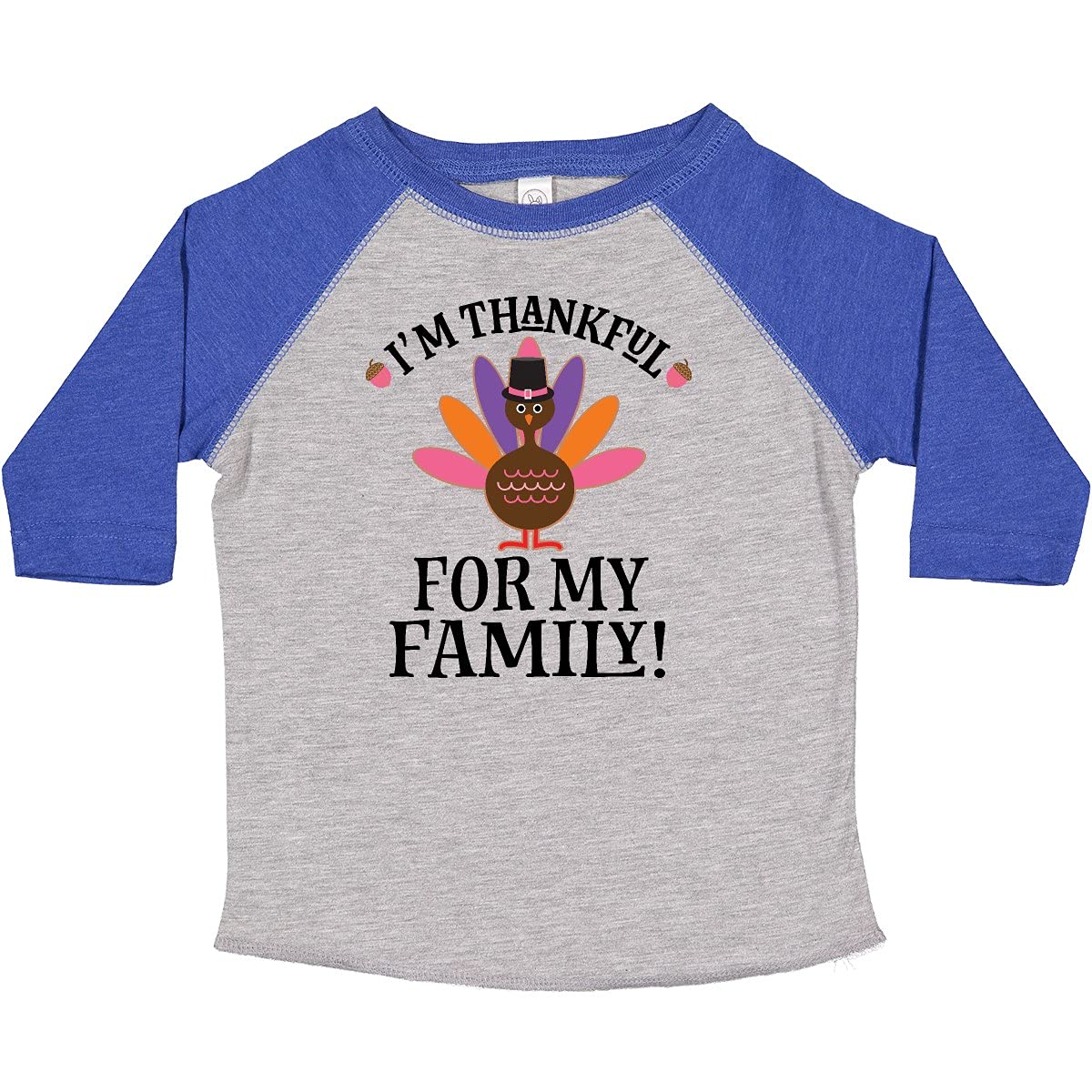 inktastic Thanksgiving Girl Turkey Thankful for Family Toddler T-Shirt 2T Heather and Royal 2db13