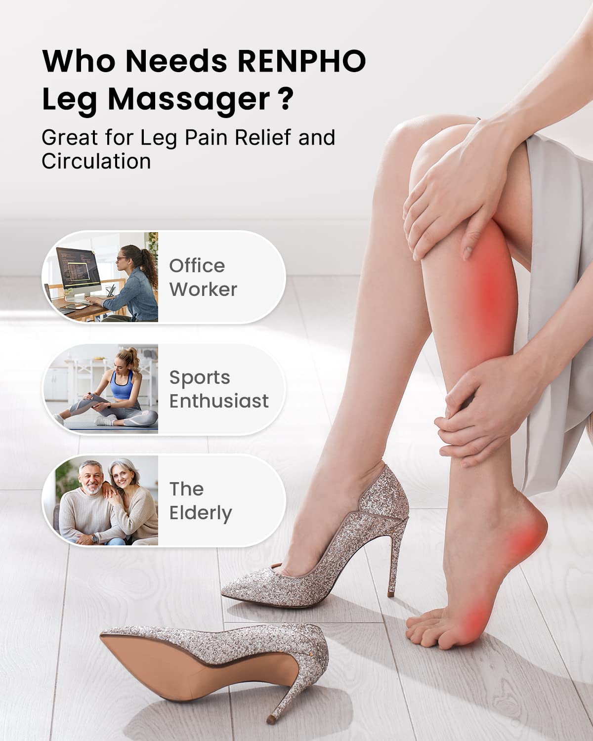 RENPHO Leg Massager with Heat for Circulation, FSA HSA Eligible Air Compression Calf Massager, Effective for Mother Father Reduce Swelling and Muscle Relaxation RENPHO Leg Massager with Heat for Circulation, FSA HSA Eligible Air Compression Calf Massager, Effective for Mother Father Reduce Swelling and Muscle Relaxation