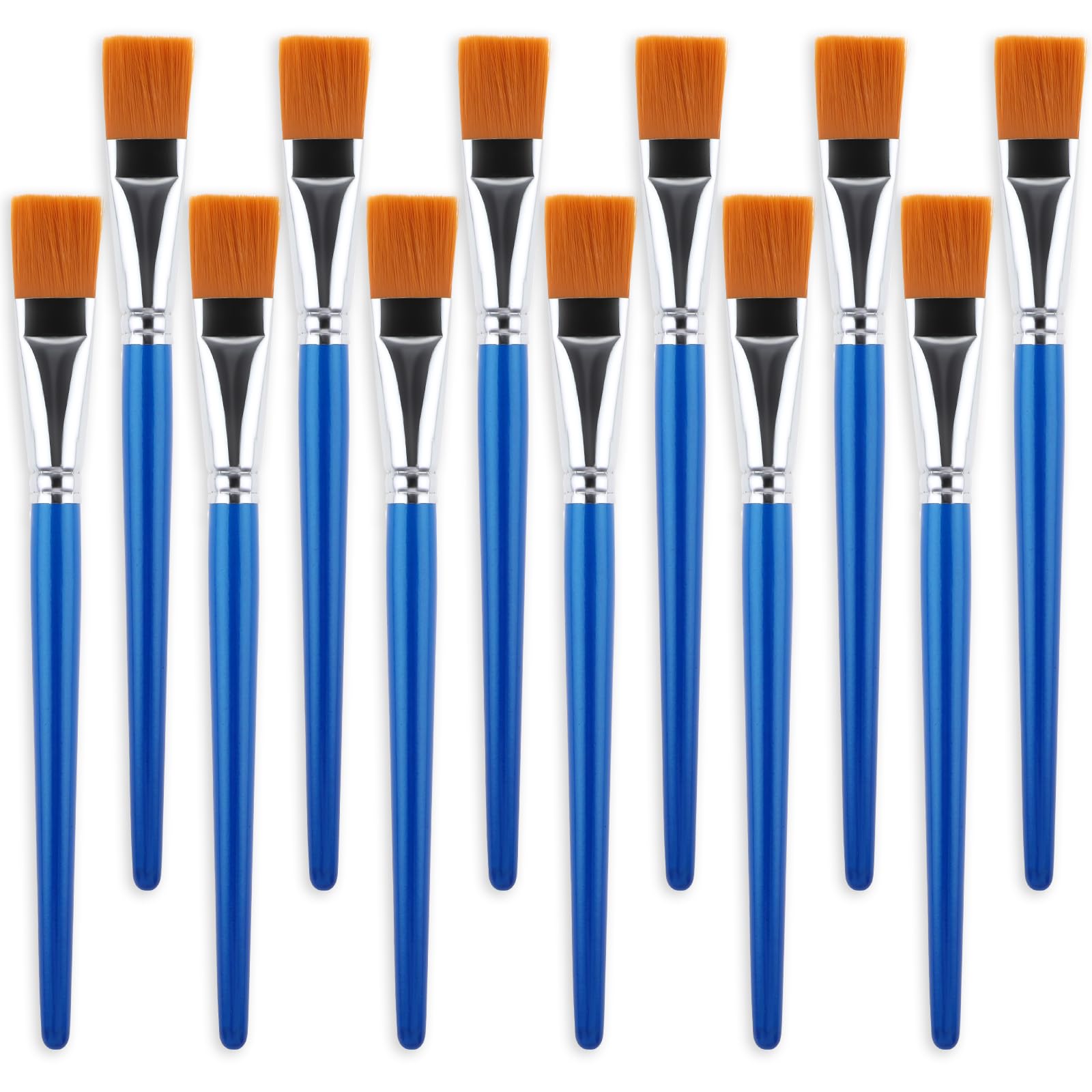 Lusofie 12Pcs Flat Paint Brushes, Acrylic Paint Brushes 1 Inch Wide Paint Brushes Bulk for Artists Professional Amateurs Gouache, Watercolor, Oil, Crafts, Face Body Art