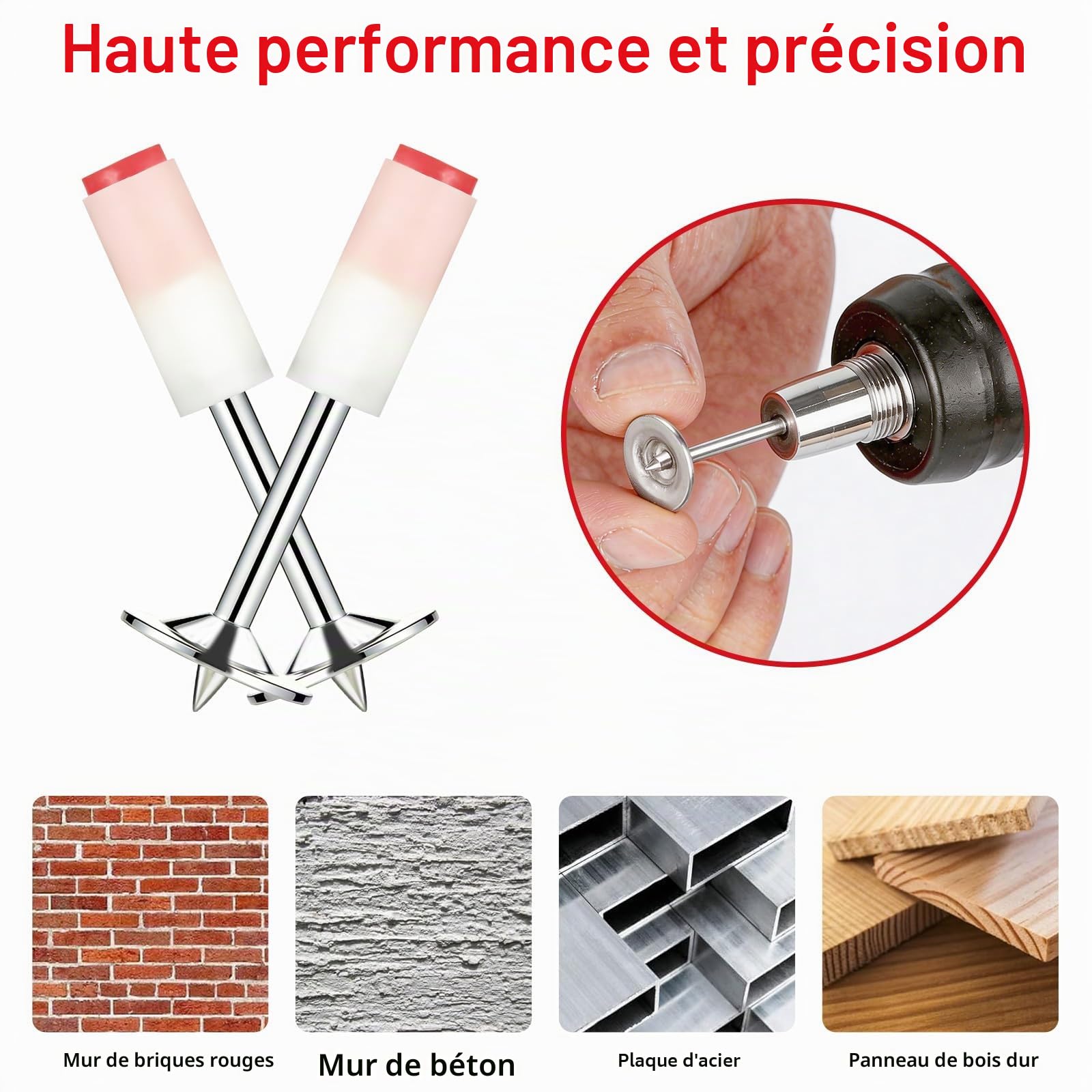 Lot de 400 Clou pour Pistolet à Clou, 7,3 mm Clous pour Pistolet à Clous, Acier au Carbone Ronds Clou pour Cloueuse Pneumatique pour Béton, clous de toiture, Climatisation