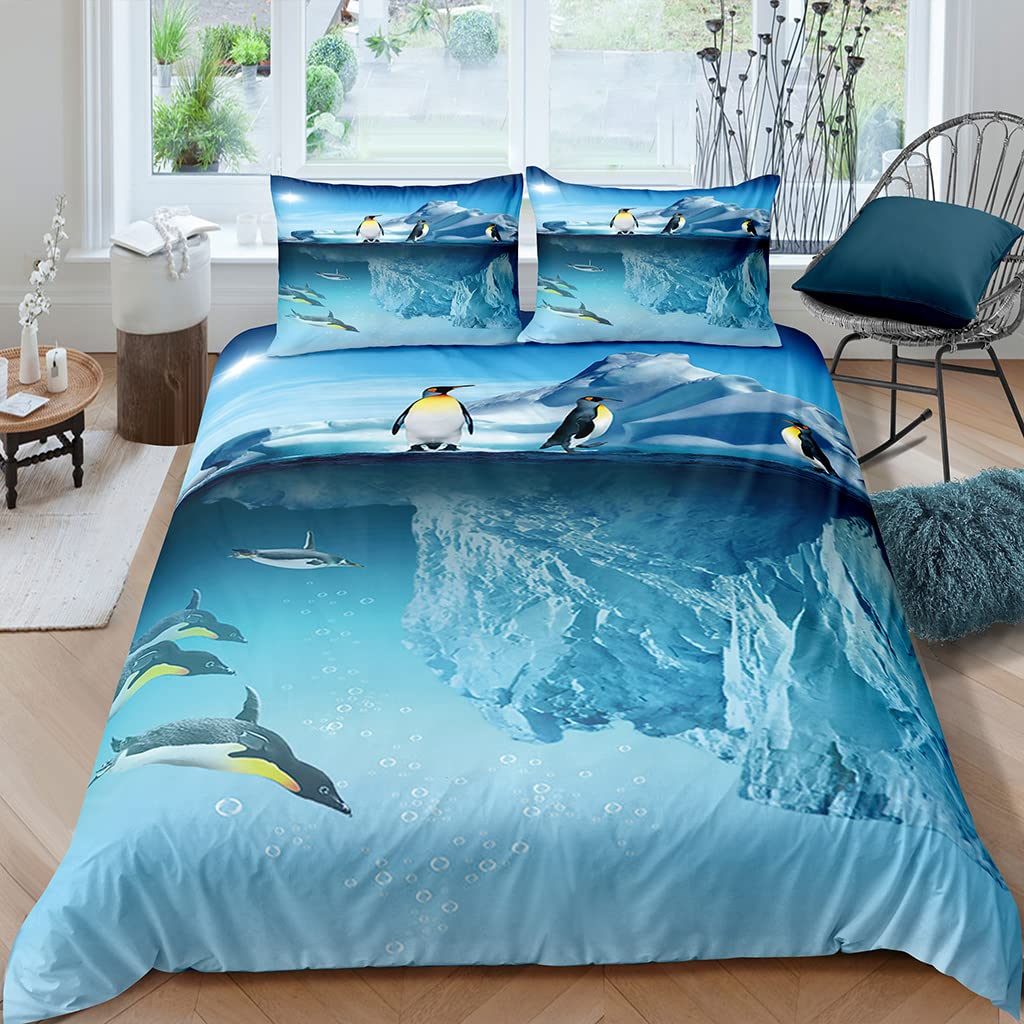 Pinguin Bettwäsche 3-tlg. 135x200 Cm – Mikrofaser, Mit Reißverschluss & Eckbändchen