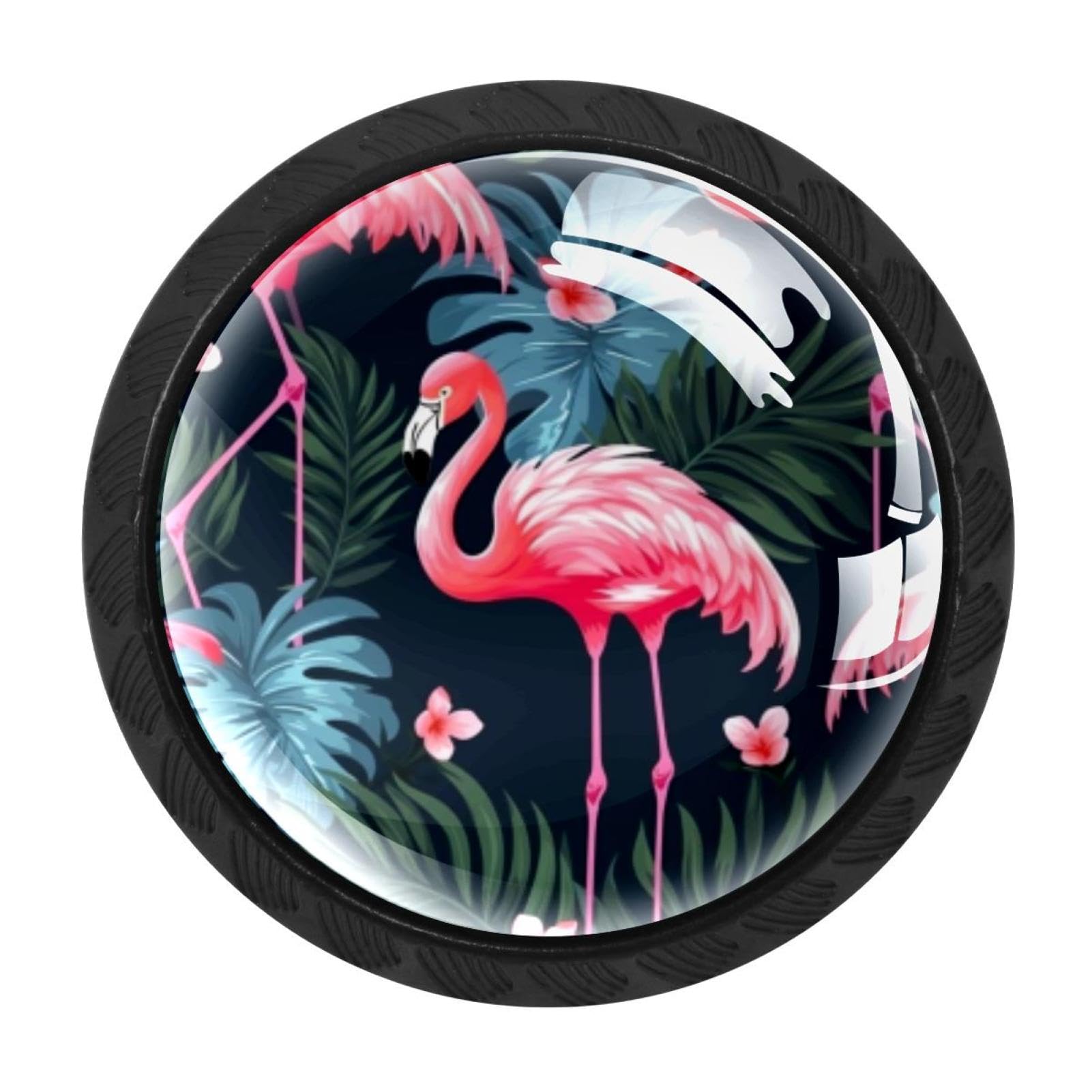 Chenzzzz Multicolored 04 4 Pack Black Cabinet Pulls Flamingo Rainforest Kitchen Cabinet Handles For Bathroom Drawer Pulls Dresser Knobs