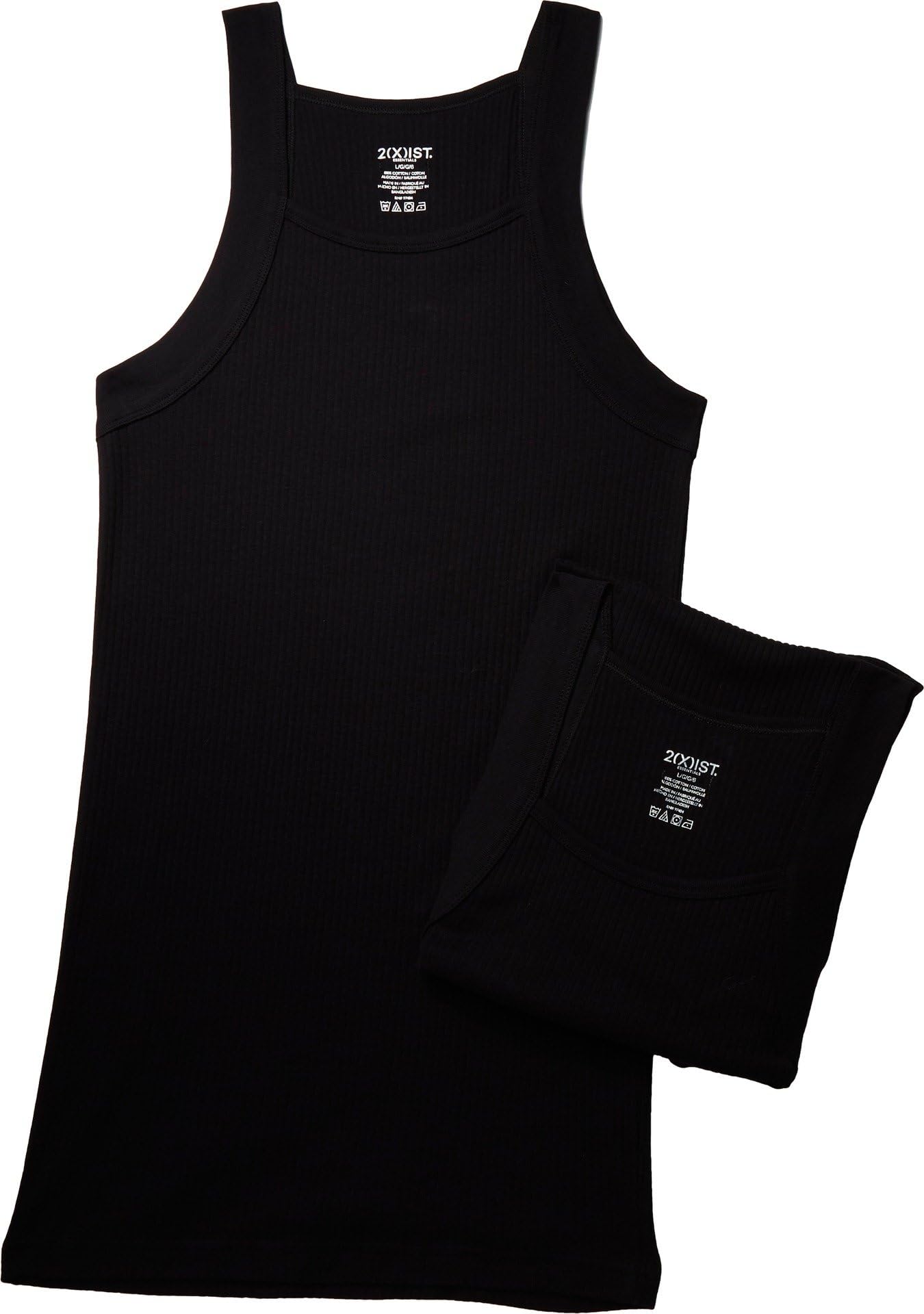 2(x)ist Mens Essential Cotton 2 Pack Square Cut Tank