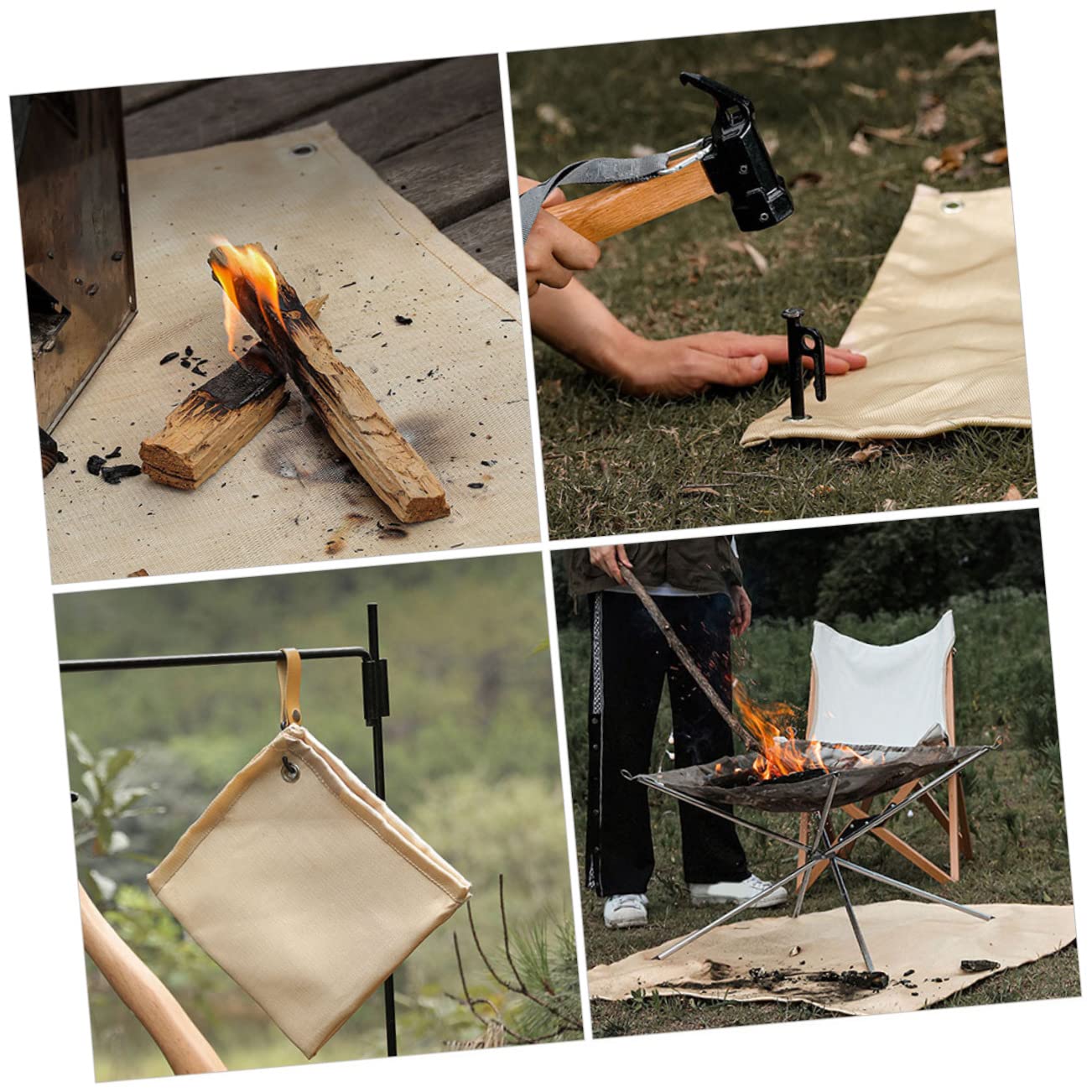 BESPORTBLE 5 Piezas Paño ignífugo para Acampar Fire Blanket Mantas ignifugas ignífuga Camper fosa Estera de para Pozo de Almohadilla a Prueba de Fibra de Vidrio