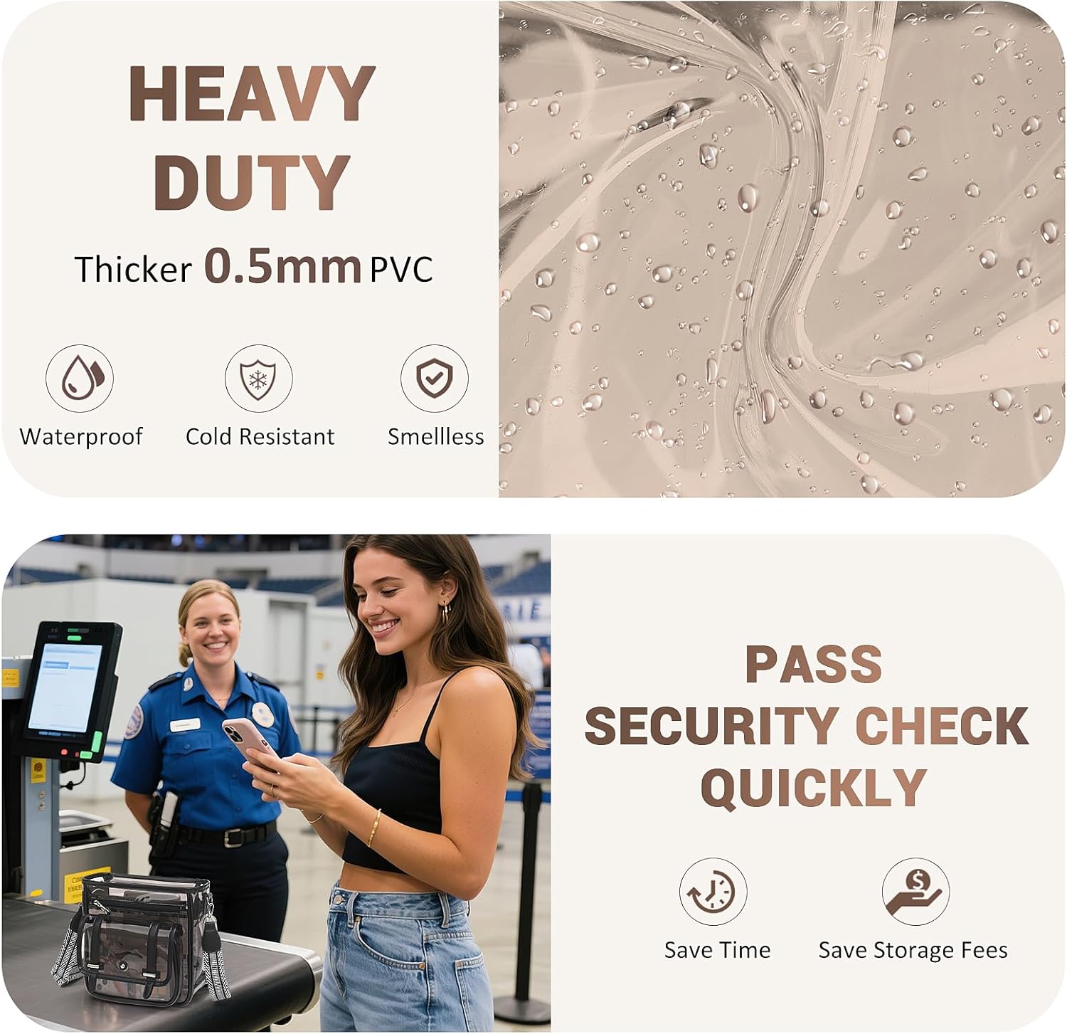 Clear Purse, PVC Clear Crossbody Bags for Women Heavy Duty Transparent Bag for Stadium Events See Through Concert Bag - Image 5