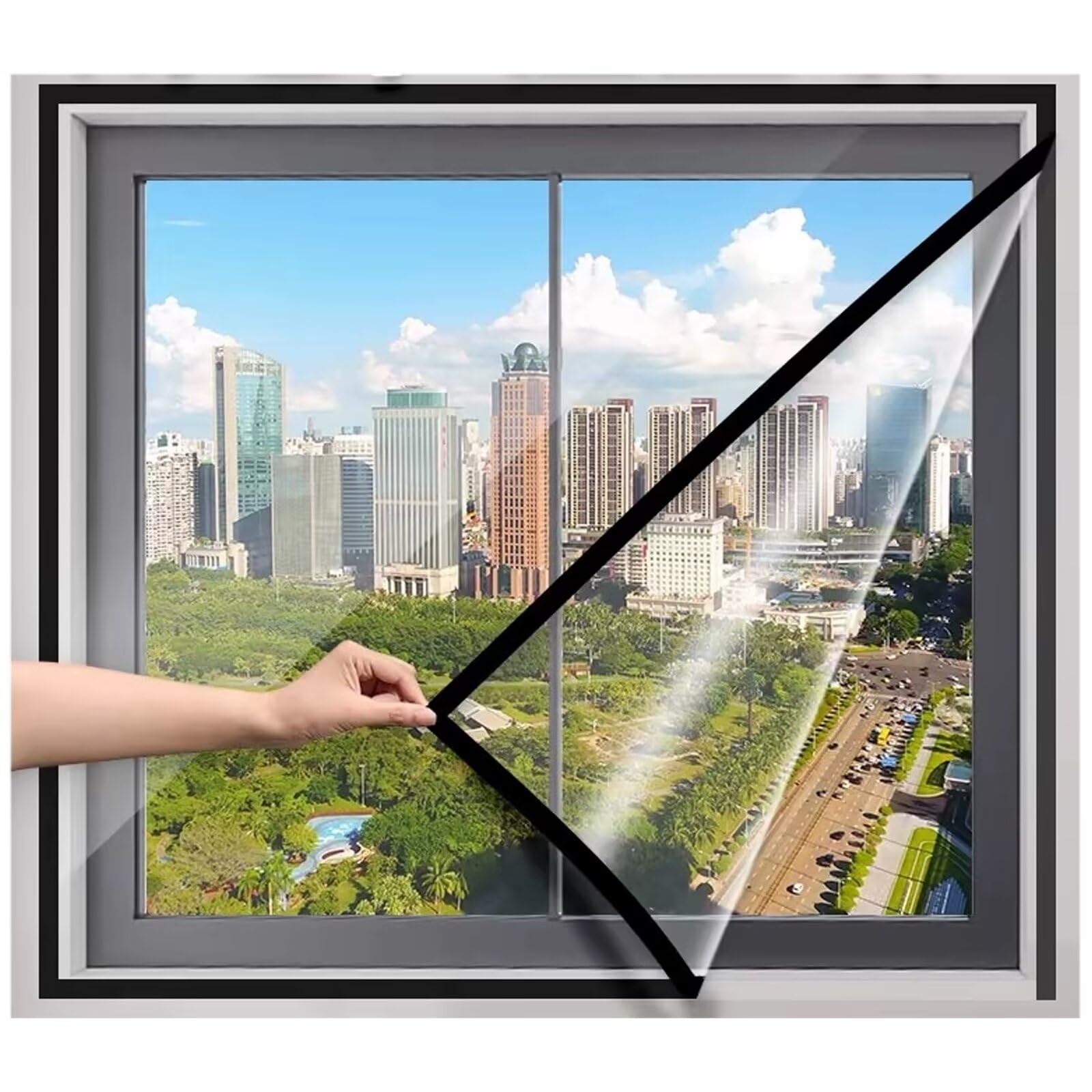 Aislantes De Frio Para Ventanas 195x200cm Negro Cubierta Transparente para el Aislamiento Térmico de Ventanas,Lona Aislante Térmica Transparente Película,Aislante para Ventanas