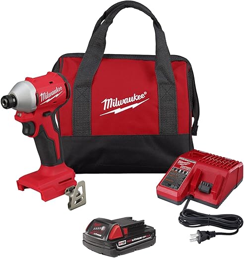 Milwaukee M18 Brushless Cordless Hex Impact Driver Kit 2Ah