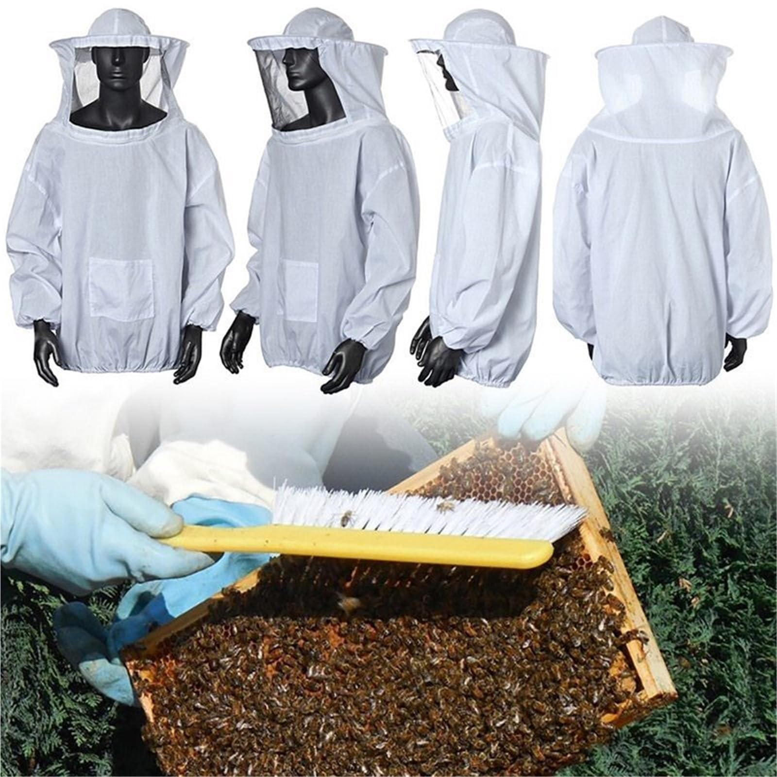 Traje de apicultura con gorro, equipo antipicaduras, ropa agrícola, mono.(Pink)