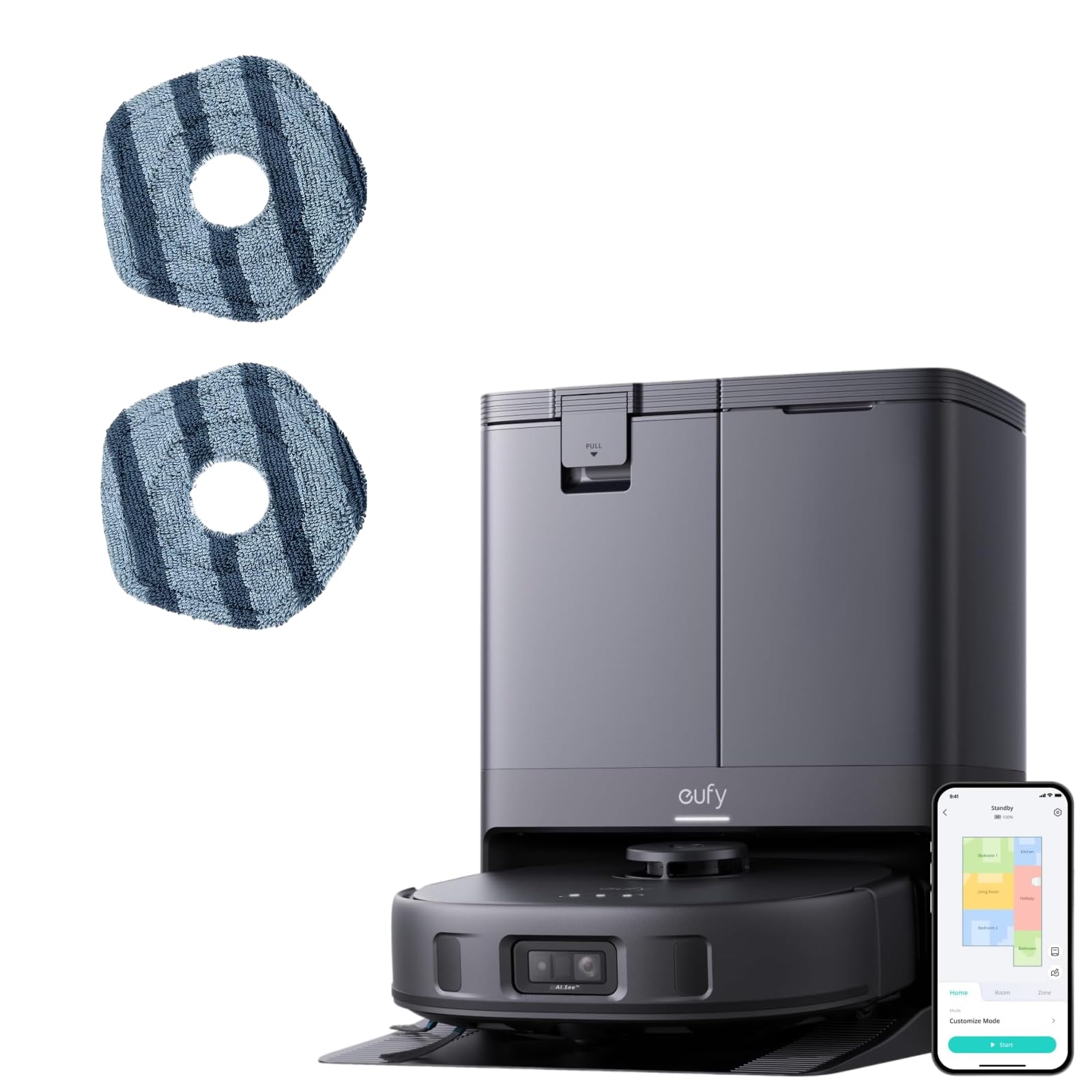 eufy X10 Pro Omni Robot Vacuum + 2 Washable Vacuum Mop Cloths