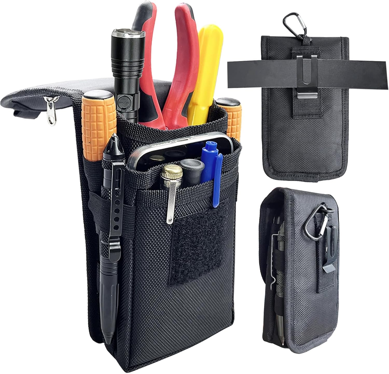 Belt Tool Pouch,Tactical Utility Pouch, Heavy-Duty Nylon EDC Multitool Organizer,Cell Phone Holder, Multi-Pockets Tool Holster Sheath Bag for Electricians Handymen Work Maintenance Dailylife Hiking