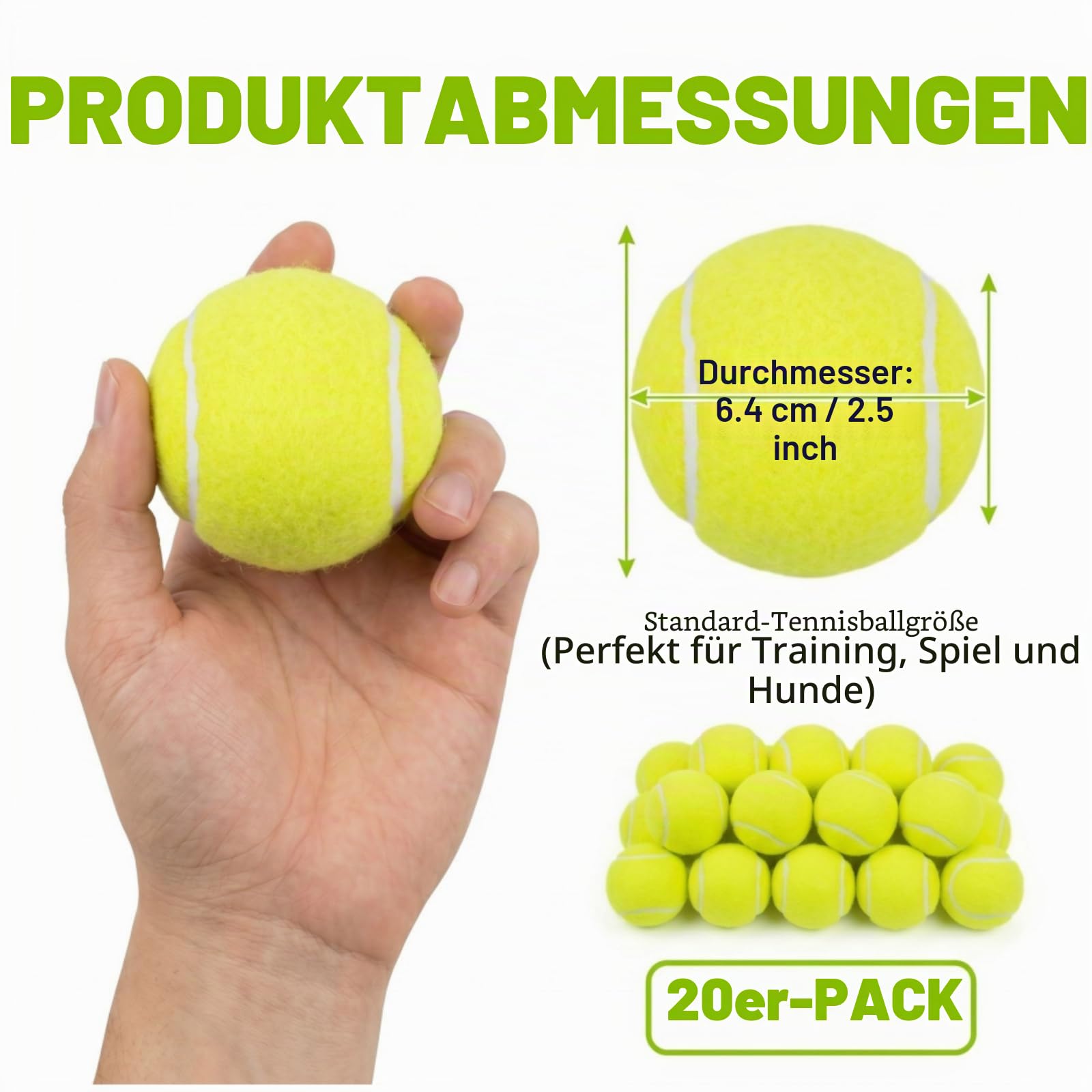 Tebery 20 Pack Green Advanced Training Tennis Balls Beginner Practice Ball, Pet Dog Playing Balls, Come with Mesh Bag for Easy Transport