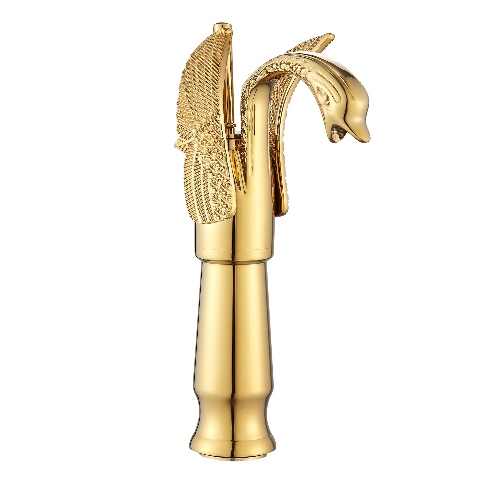 Gold Swan Shape Single Handle One Hole Bathroom Vessel Sink Faucet Deck Mount Lavatory Sink Faucet