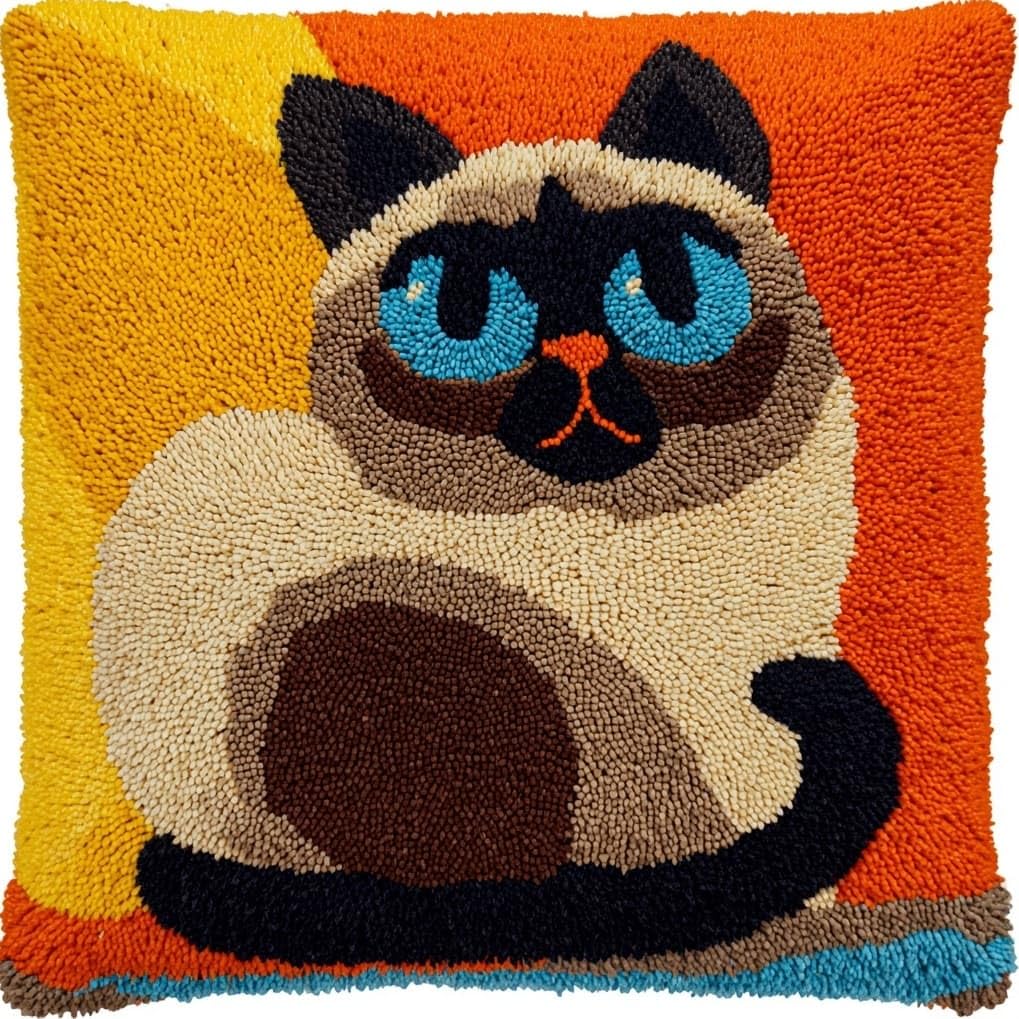 AxiangziK Latch Hook Pillow Kit,Siamese cat