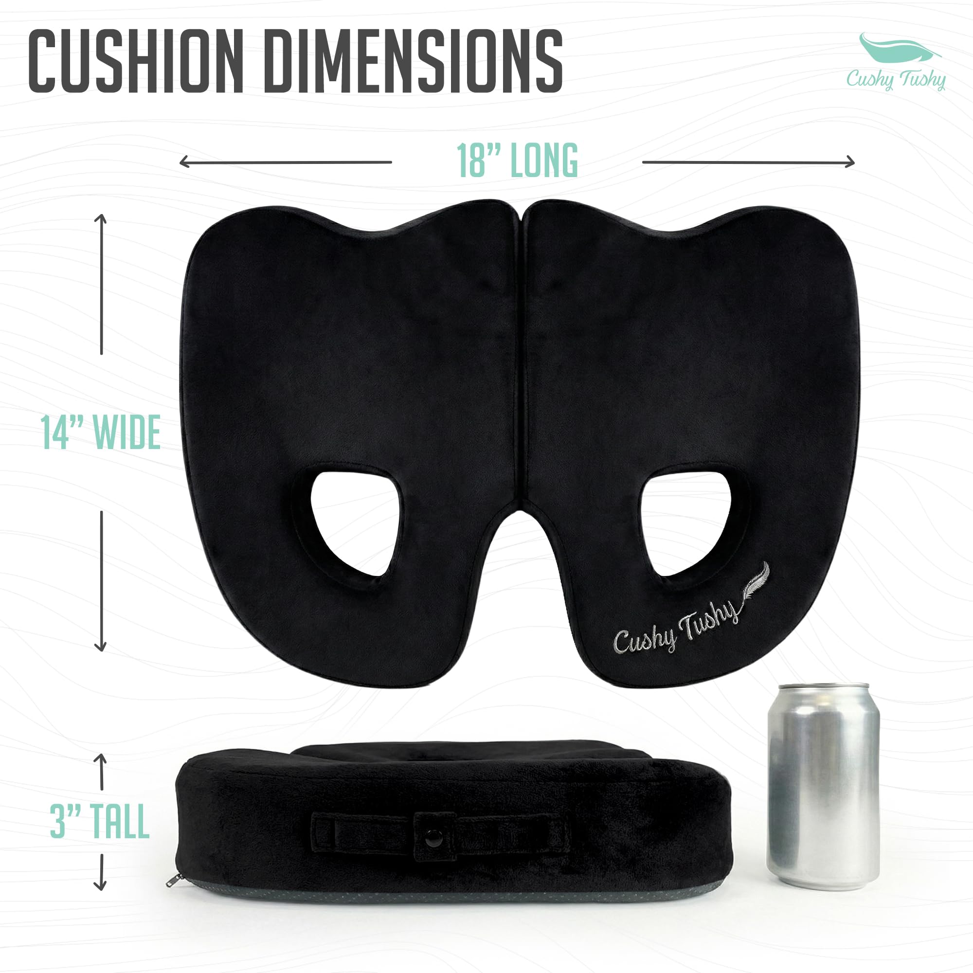 Cushy Tushy Cuscino pieghevole di alta qualità Piriformis – Cuscino per sollievo dal dolore piriforme e dal dolore sciatico – per uso domestico e ufficio, perfetto per viaggi o guida