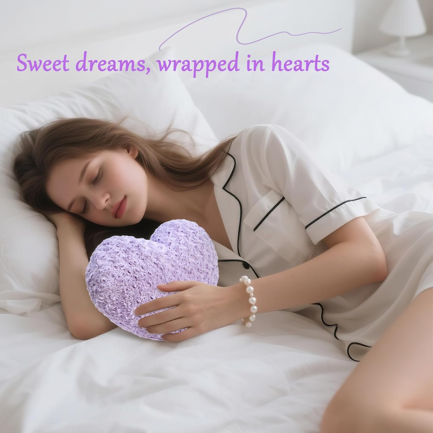 Heart Pillow Purple Throw Pillows, Soft and Fluffy Decorative Pillows for Bed Couch Chair, Cute Heart Shaped Room Decor for Valentine Anniversary Birthday Halloween Christmas (Medium, 20"x15") - Image 8