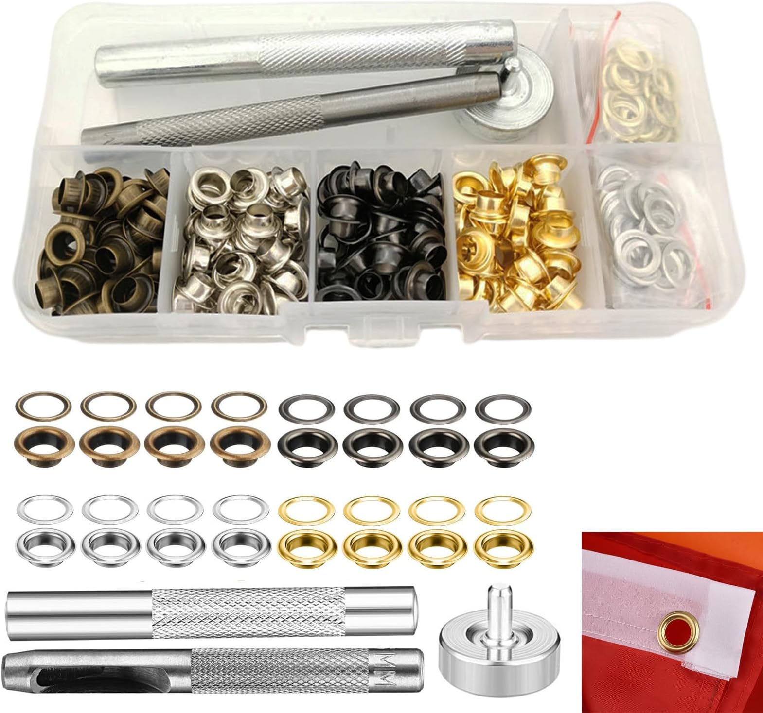 DEWin Eyelet Hole Punch Pliers Kit Easy Press Hollow Grommets Rivet