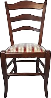 Sedia Montanara, in Legno Massello, Resistente, Vari Colori e Sedute Disponibili, Ordine Minimo 2 Pezzi (Noce, Imbottita Rossa)