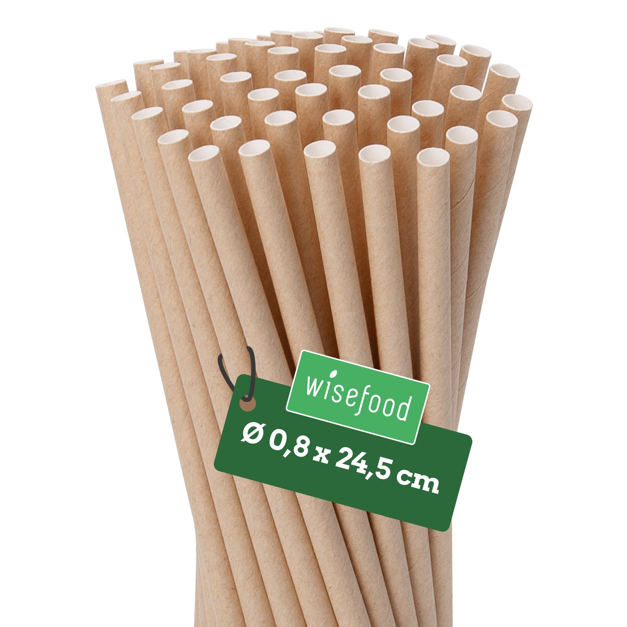 wisefood Papierstrohhalme Kraftpapier Einweg - 200 Stück - braun