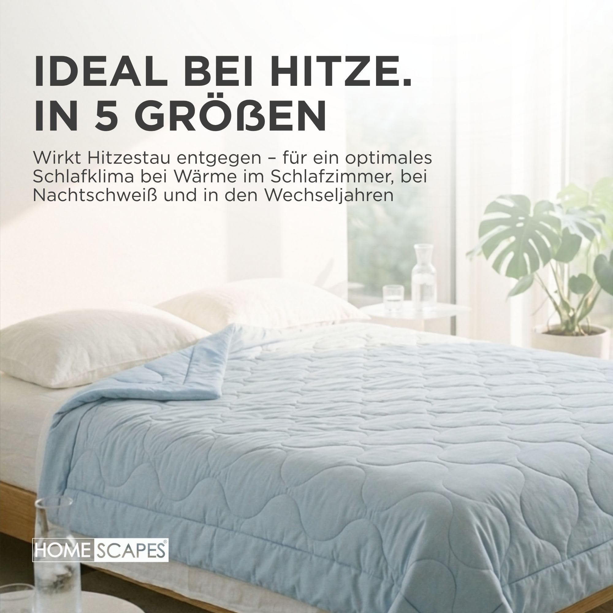 Homescapes Kühldecke Bett – leichte Bettdecke ohne Bezug 135x200 cm – bezuglose waschbare Bettdecke Sommer, Oeko-TEX