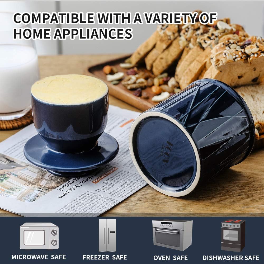 KOOV Porcelain Butter Crock, French Butter Dish, Ceramic Butter Keeper for Counter, Big Capacity, Irregular Striped Series (Aegean) image 5