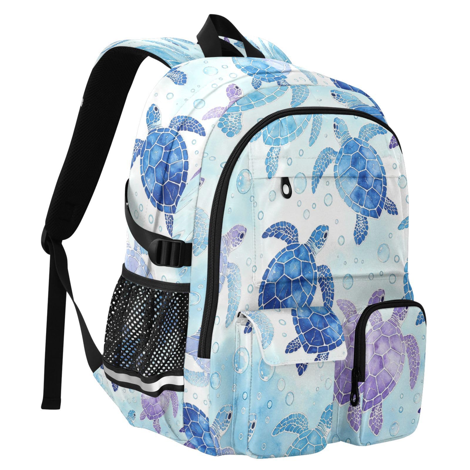 Rucksack mit Schildkrötenmuster und mehreren Taschen für Schule, Reisen, Outdoor, Uni, 44,5 cm (17,5 Zoll) Laptop-Rucksack für Damen und Herren
