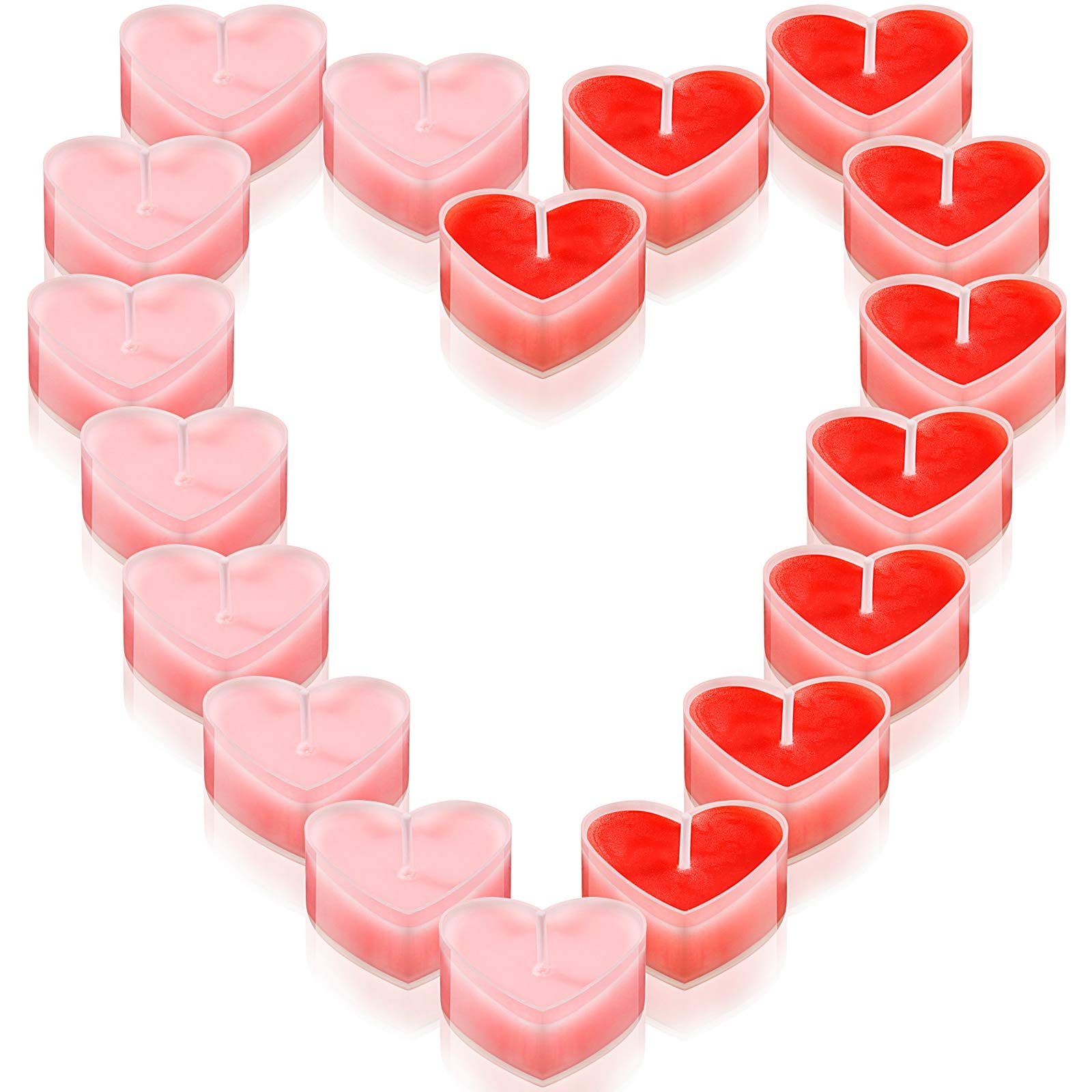 Nuanchu 18 Pieces Valentine's Day Heart Shape Candles Tealights Candle Love Tea Light Candles for Wedding Table Centerpiece Dinner Cake Decor Party Favor