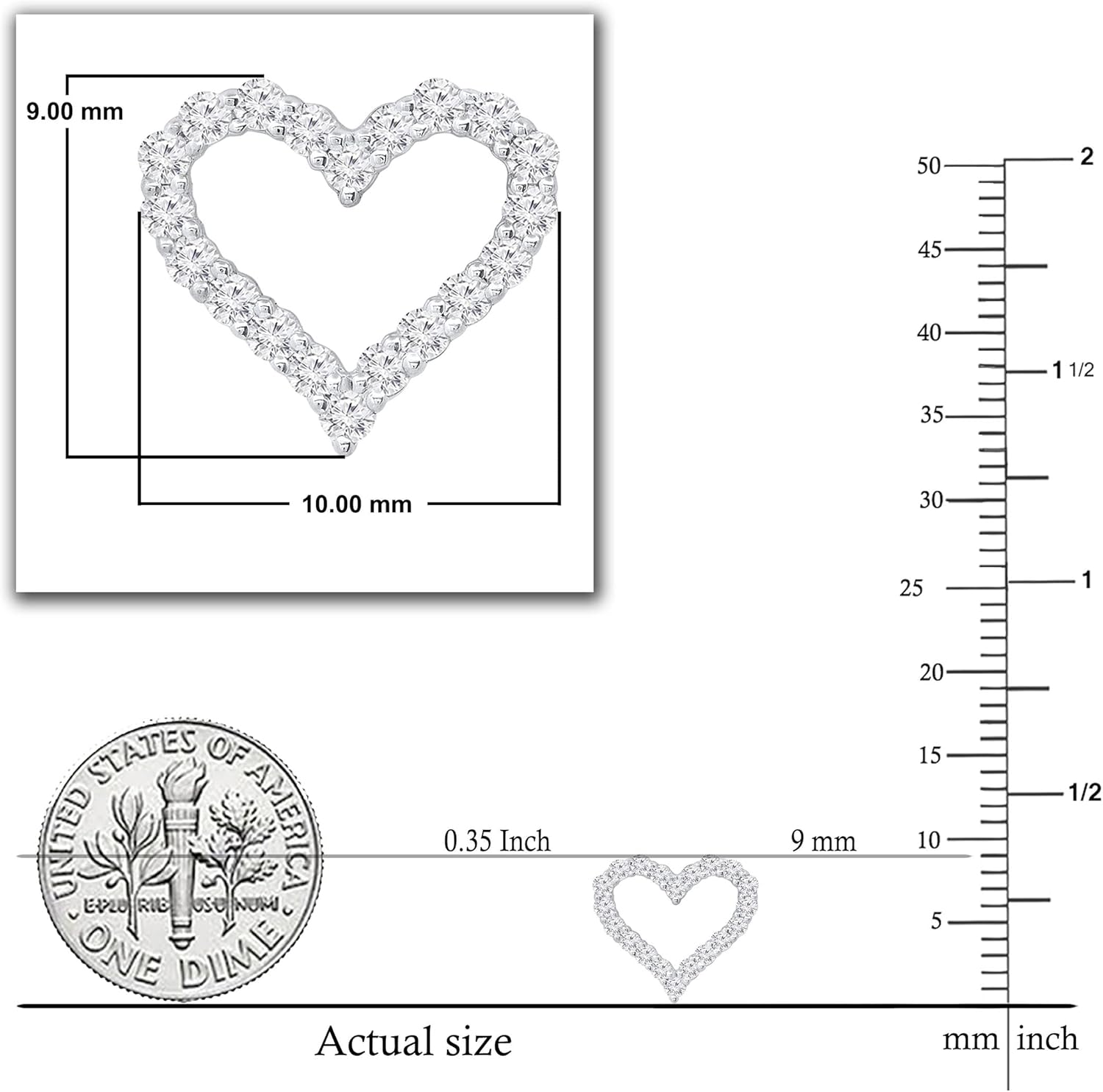 Dazzlingrock Collection 0.33 Ctw Natural Round White Diamond Outlined Hollow Heart Stud Earrings for Women in 925 Sterling Silver in Screw Back