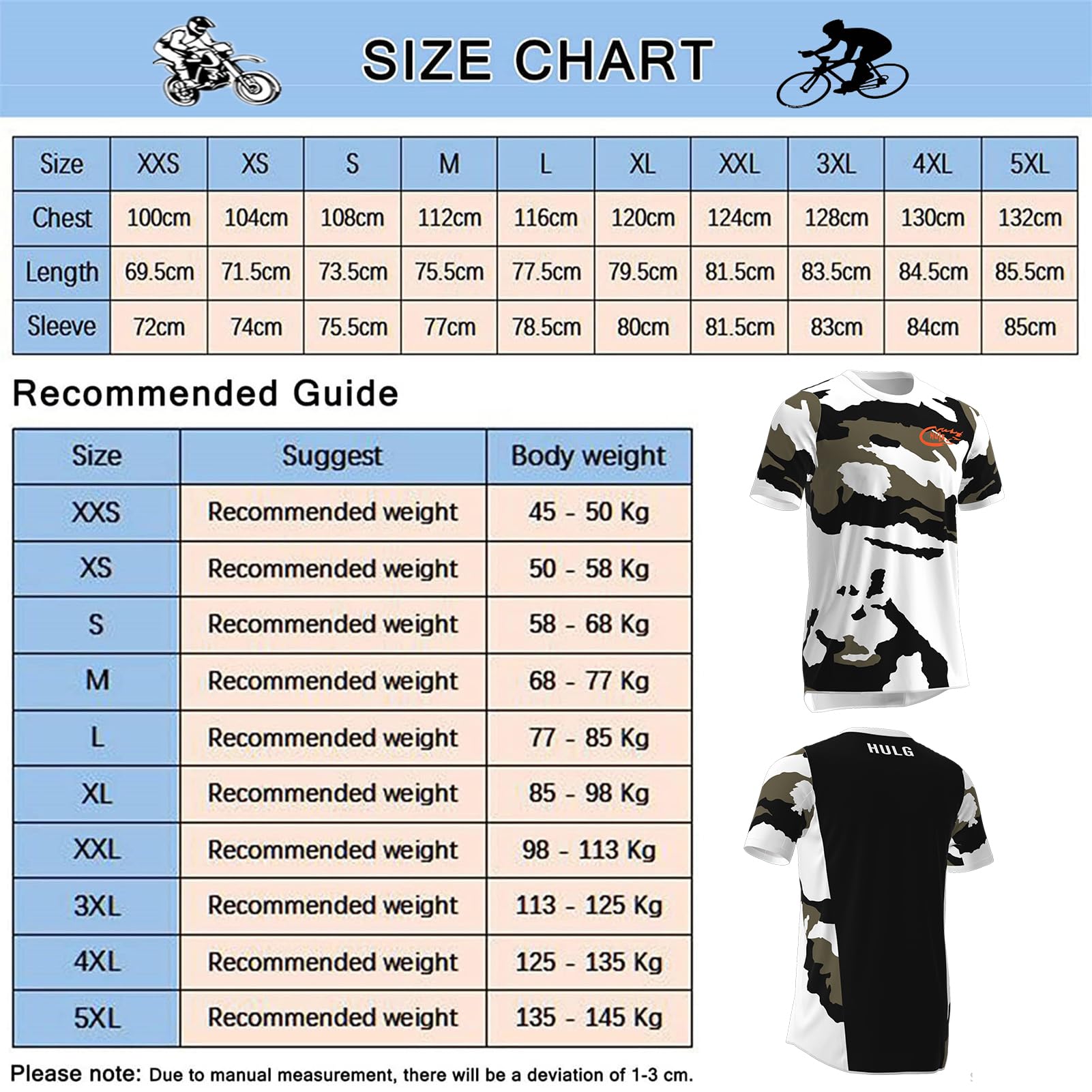 HULG Maglietta da Ciclismo da Uomo,Maglia da Mountain Bike,Maglia da Motocross,Abbigliamento da BMX,Traspirante e ad Asciugatura Rapida