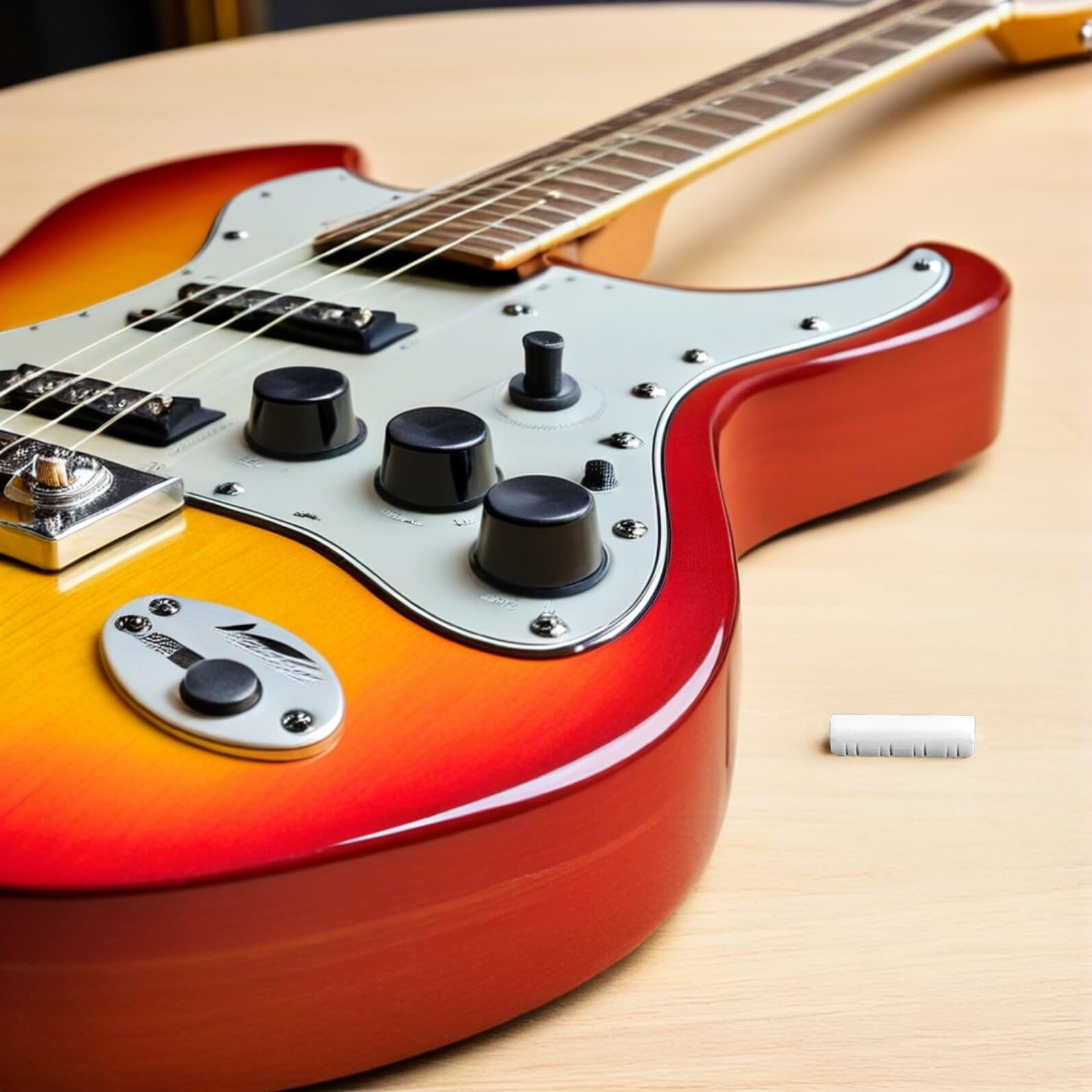 minkissy 8-saitiger Mandolinen Gitarrensattel aus Echtem Ochsenknochen Weiß Verbessert Spielbarkeit und Leicht Zuschneidbar Instrumentenzubehör für Musiker