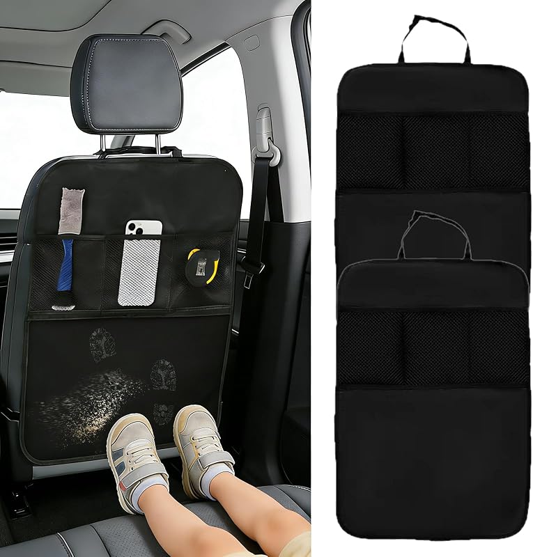 2Pcs Protection Siege Voiture Protections Dossier de siège Voiture Protections de Sièges Arrière Anti-Rayures Anti-salissures Facile à Nettoyer Organisateur de Voiture Universels