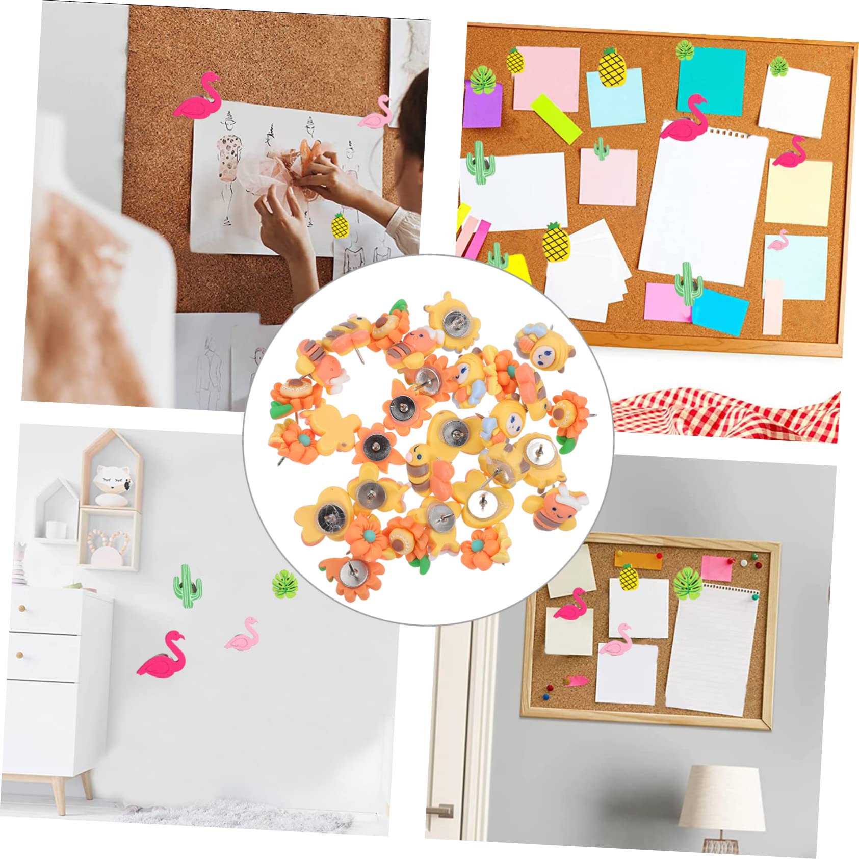 DOITOOL Chinchetas Decorativas De Tablero De Anuncios Push Pins Coloridos Fotos Y Oficina Y Manualidades 30 Piezas X 4