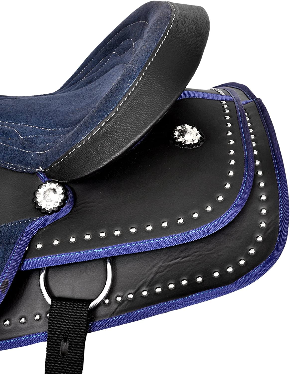 Western Horse Saddle Synthetic Pleasure Trail Barrel Racing Tack Set Nero 25,4 cm a 45,7 cm Seat 015