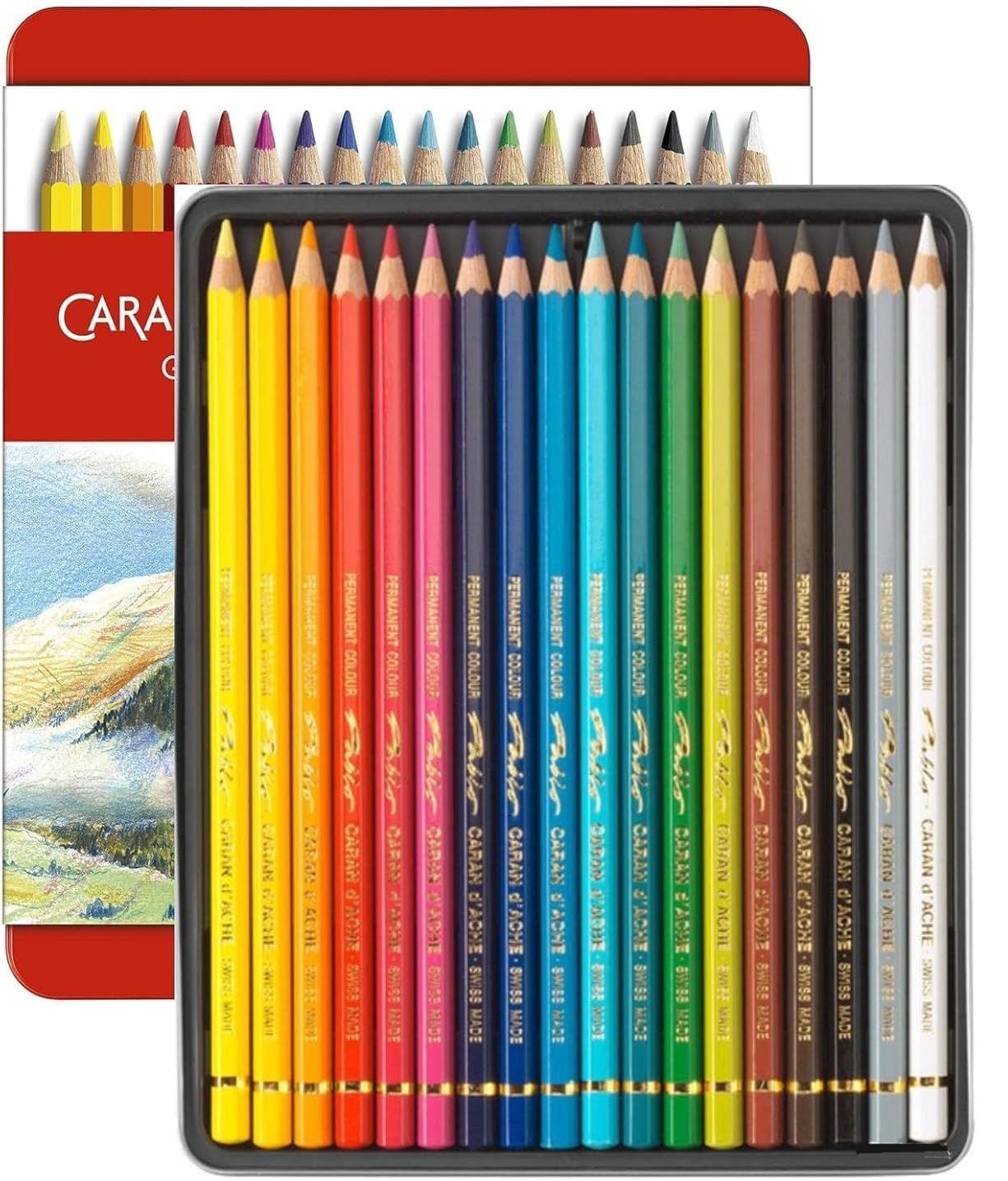 Caran d'Ache - PABLO. 18 crayons de couleurs permanents Artistes 2 carte