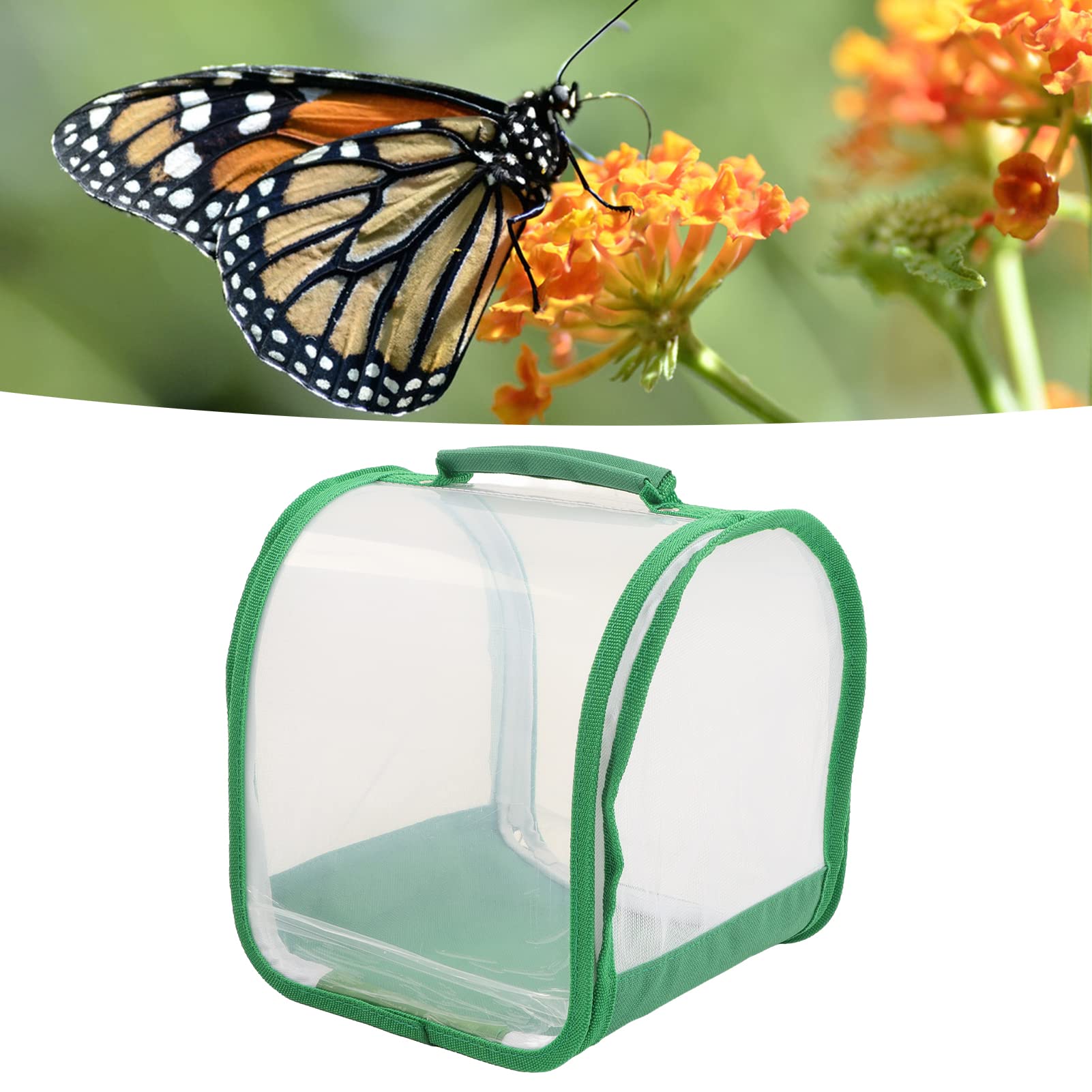 Hábitat de Mariposas Transparente Jaula Insectos Plegable con Asa Portátil para Observación Crianza Interior Exterior Fácil Transporte