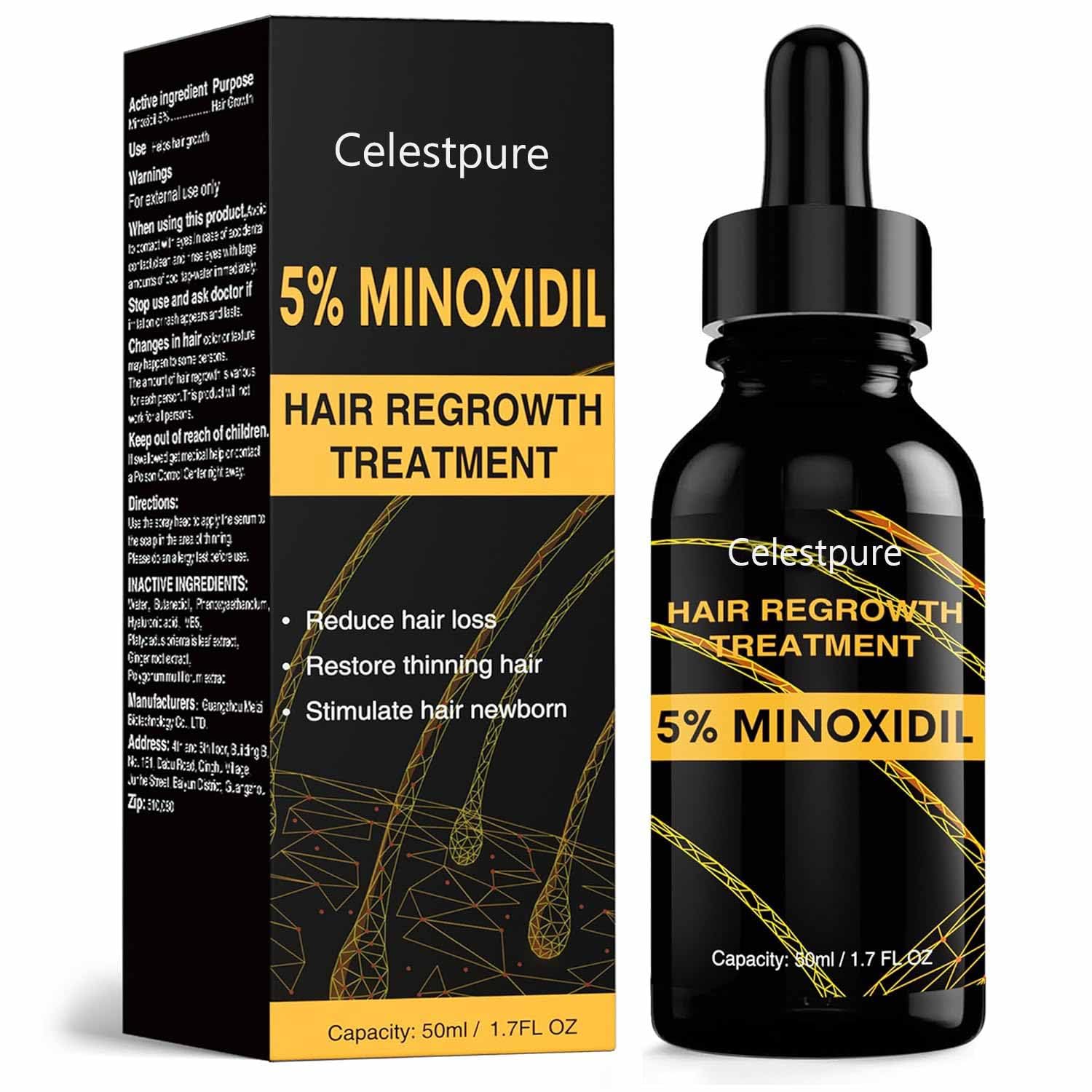 Celestpure 5 Minoxidil Hair Growth for Men and Women Extra Strength Minoxidil Hair Loss Treatment Serum with Rosemary