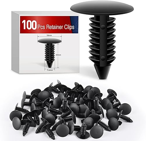 Nilight 100 clips de guardabarros de remache de parachoques para GM 1605396,1595864 para Chrysler 6030441 para Ford 388577S agujero de 0.295 in, 2