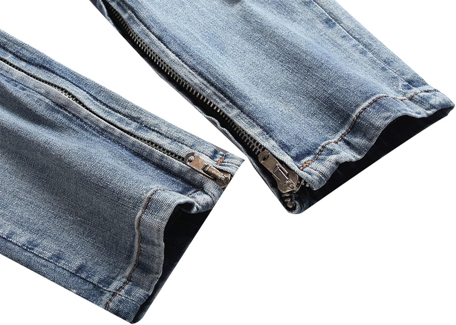 DGHM-JLMY Men's Jeans with Zippered Holes Ripped Skinny Slim Fit Jeans Stretch Jeans Distressed Fashion Comfort Pants