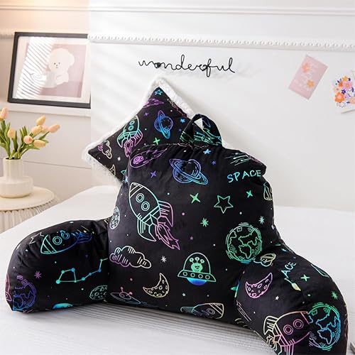 Miniatura 2 de Holawakaka Almohada de lectura con brazos, almohada de felpa con estampado de dinosaurio de galaxia de dibujos animados para niños, adolescentes,