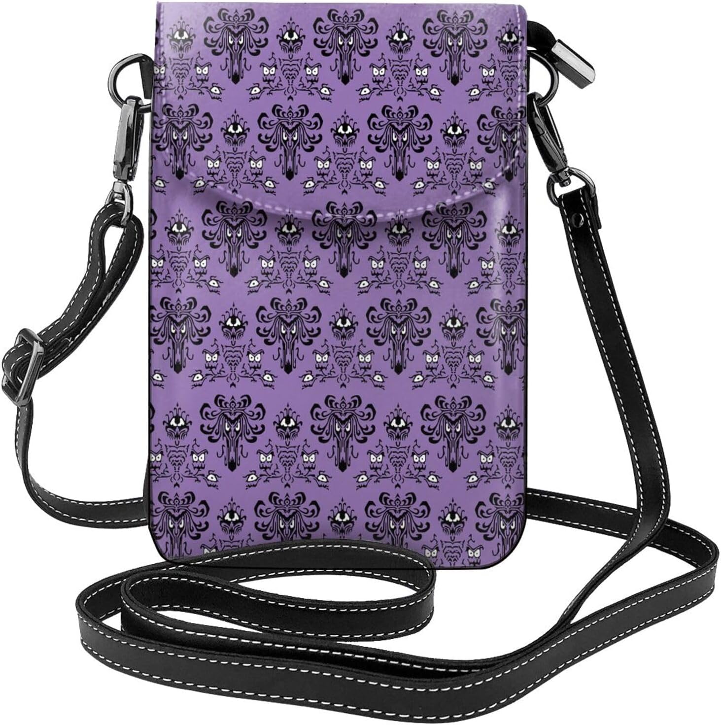 Haunted the Mansion Leather Small Crossbody Bags for Women Cell Phone Purse Wallet Adjustable Strap