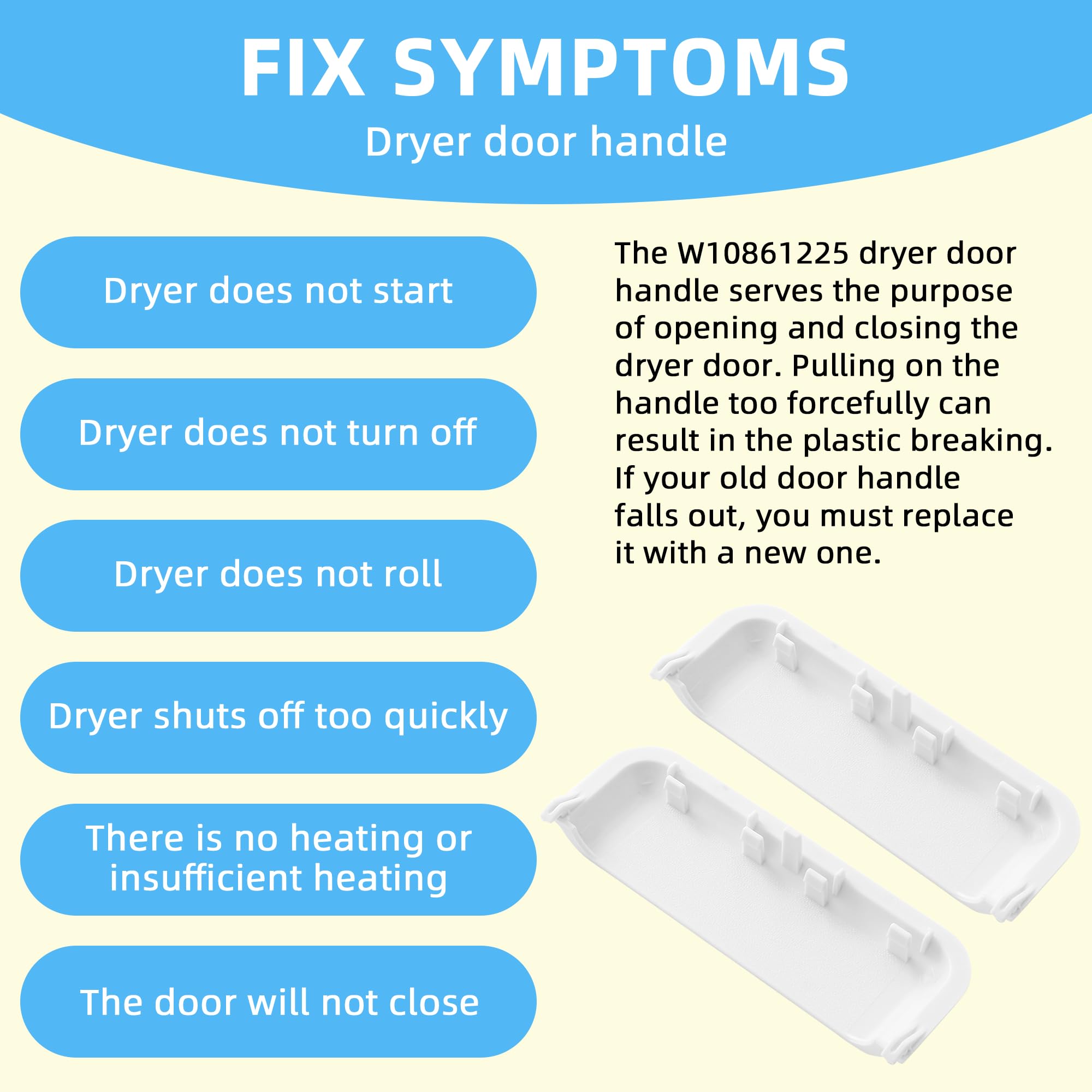 BlueStars Dryer Door Handle Replacement – 4-Pack For Whirlpool, Kenmore & More (Part W10861225) - View #7