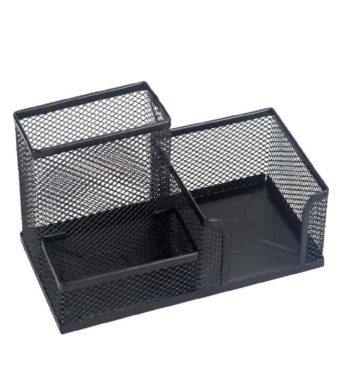 Al FAKHAMA 3 Compartment Metal Mesh Desk Organizer, Pen Holder With Memo Holder For Home School And Office