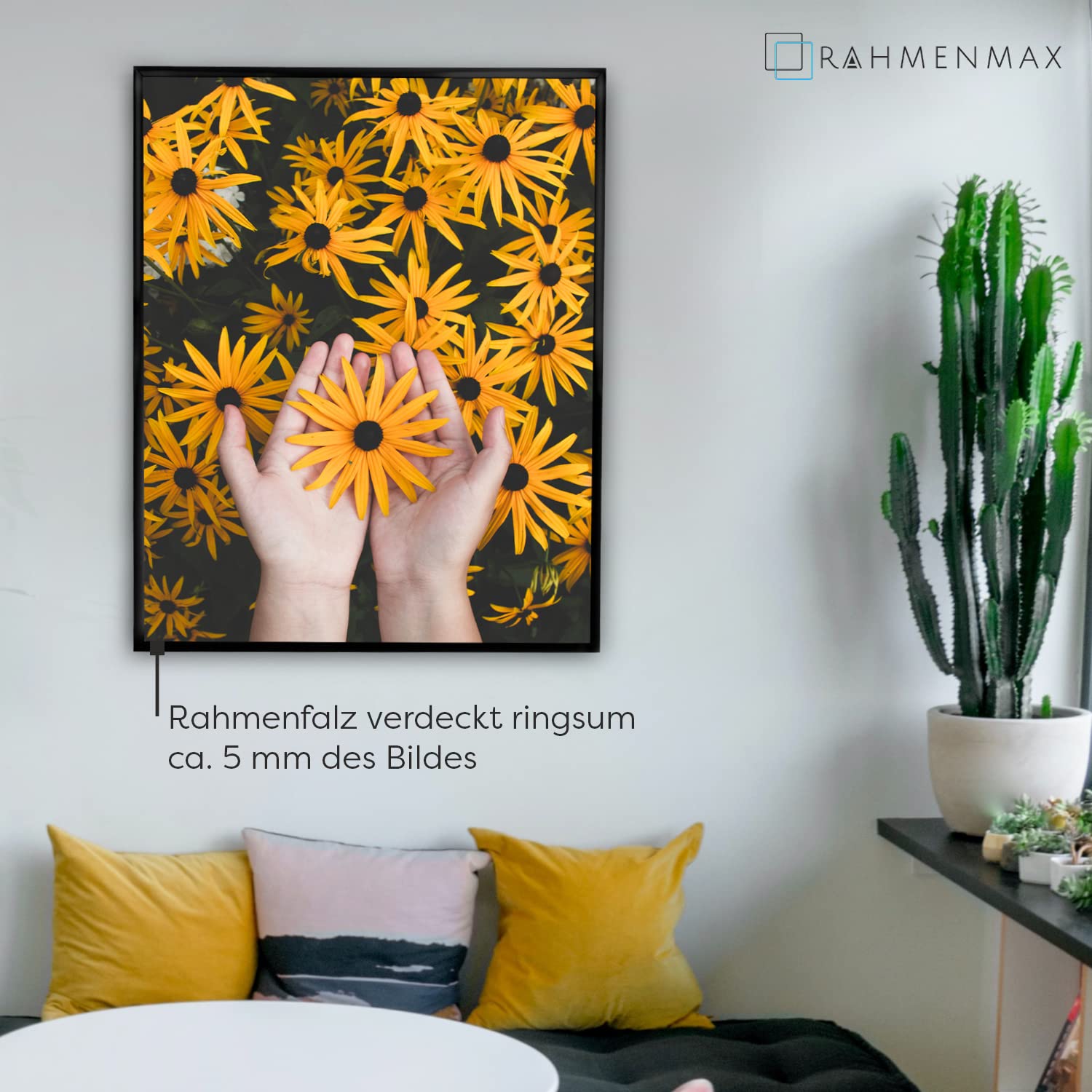 RahmenMax® Alaska Bilderrahmen 35x100 cm zum Aufhängen/Bilderrahmen Maßanfertigung möglich/Posterrahmen aus Aluminium/Bilder Rahmen in Schwarz Matt mit Acrylglas/Puzzle Rahmen