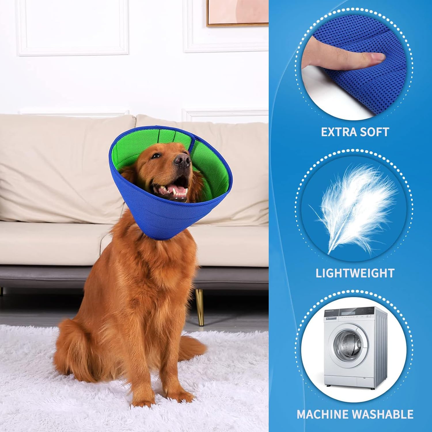 Soft Dog Cone Collar for Dogs After Surgery Prevent Licking with Dog Bath Brush,Adjustable Neck Recovery Collar for Pets for Small Dogs with Soft Protect Edge - Image 4