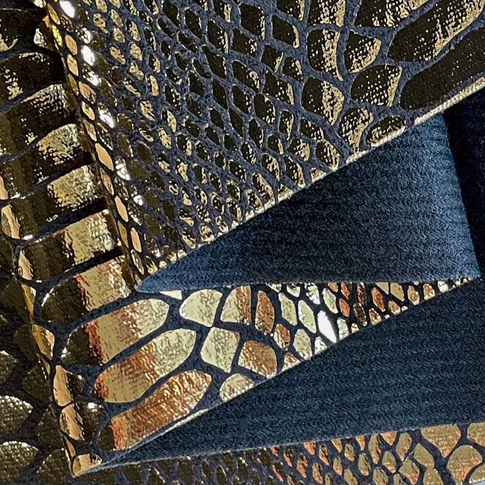 ONEART | Snake Skin Texture Faux Leather Fabric 54" Wide, Soft Embossed Vinyl for Sewing Crafts and Home Upholstery, Sold by Separated Yard (Black)