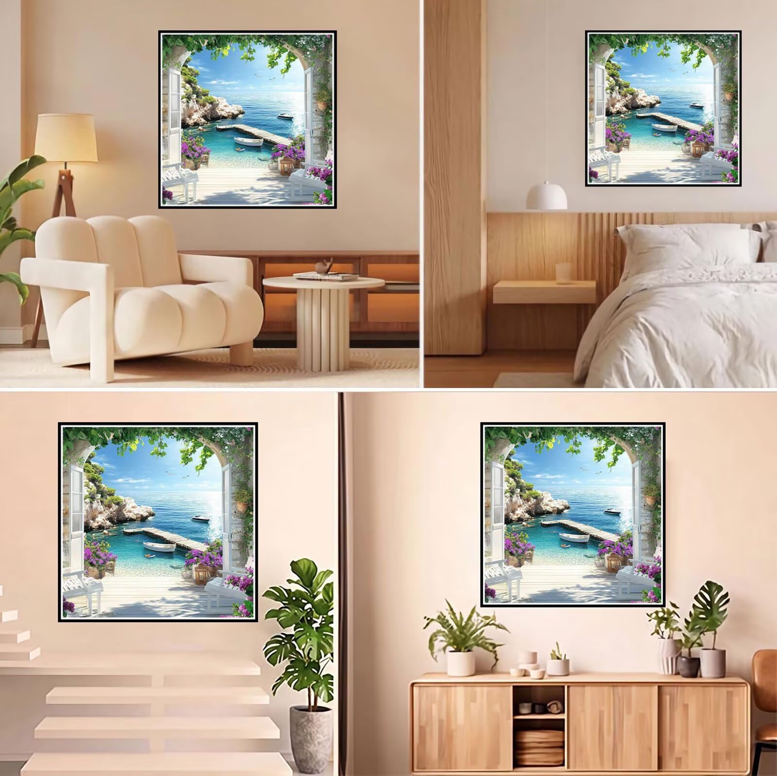 Diamond Painting Adulti, Paesaggio Diamond Painting Kit Completo, 5D Pittura Diamante Bambini Attività Manuale Creativa e Idea Regalo, Diamantini Crystal Art Tela Fai Da Te Kit 80x80cm Mare FX#241