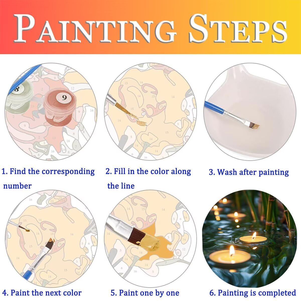 Dipingere con i Numeri Candela, Paint by Numbers Adulti Paesaggio, Fai da te Creativi Adulti Quadri da Dipingere Numerati Kit per Decorazione Della Parete di Casa, Regalo 100x135 cm Senza Cornice 79-P