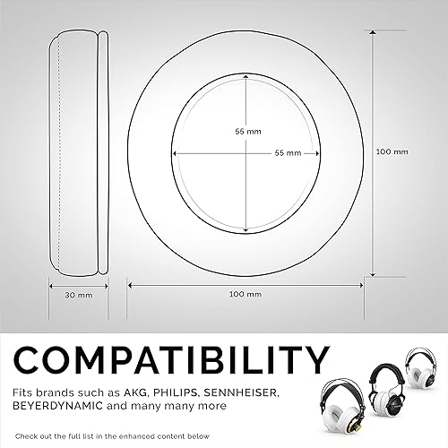 Miniatura 7 de Brainwavz repuesto de almohadilla redondas con espuma viscoelástica, para audífonos, para Sennheiser, AKG, HifiMan, ATH, Philips, Fostex, Sony.