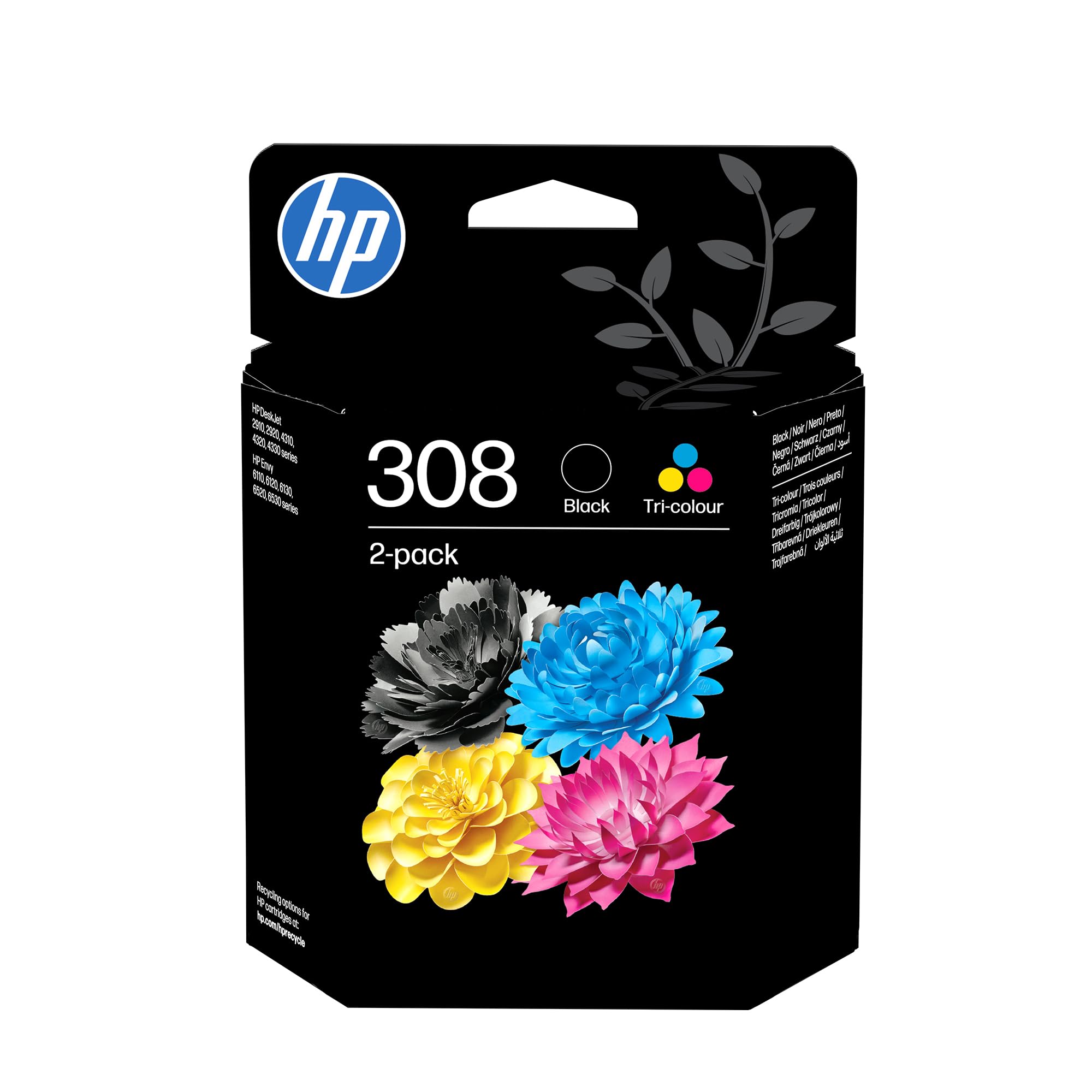 HP 308 Black & Tri-colour Original Ink Cartridges 2-Pack