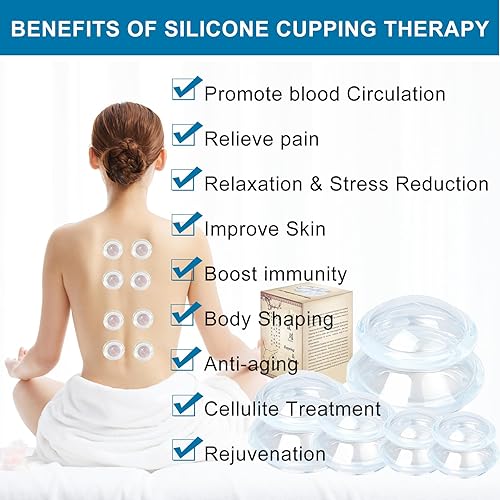 Miniatura 3 de Shinefuture Juego de terapia de ventosas, kit de 5 piezas de silicona para masaje, masajeador de celulitis, ventosas para masaje corporal,