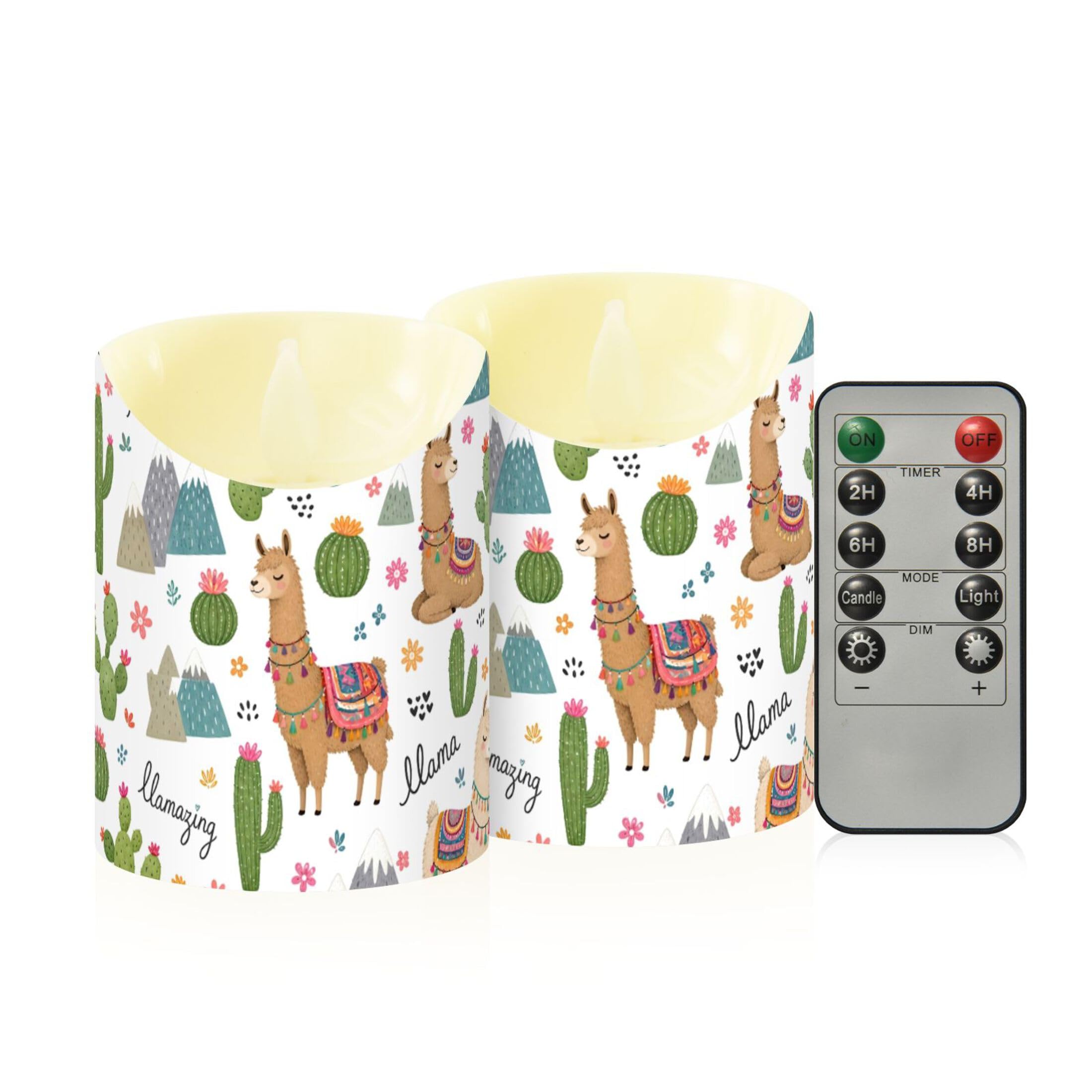 Fuauuyl Alpaca LED Flameless Candles Flickering Plastic Pillar Candles Battery Operated Votive Candle with Remote Control and Timer, Home Decoration 2 Pack